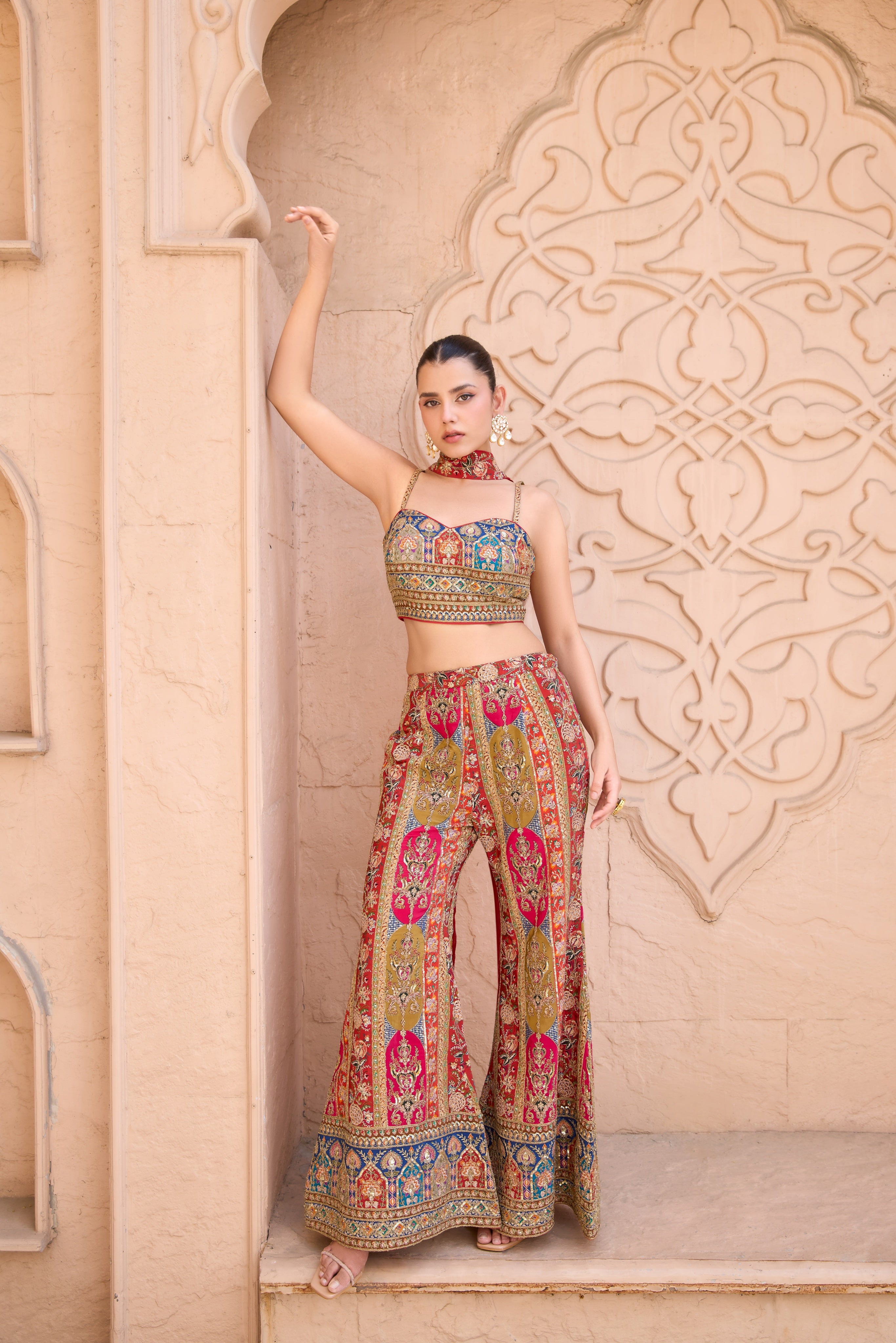 Multicolor Printed Jacket Set