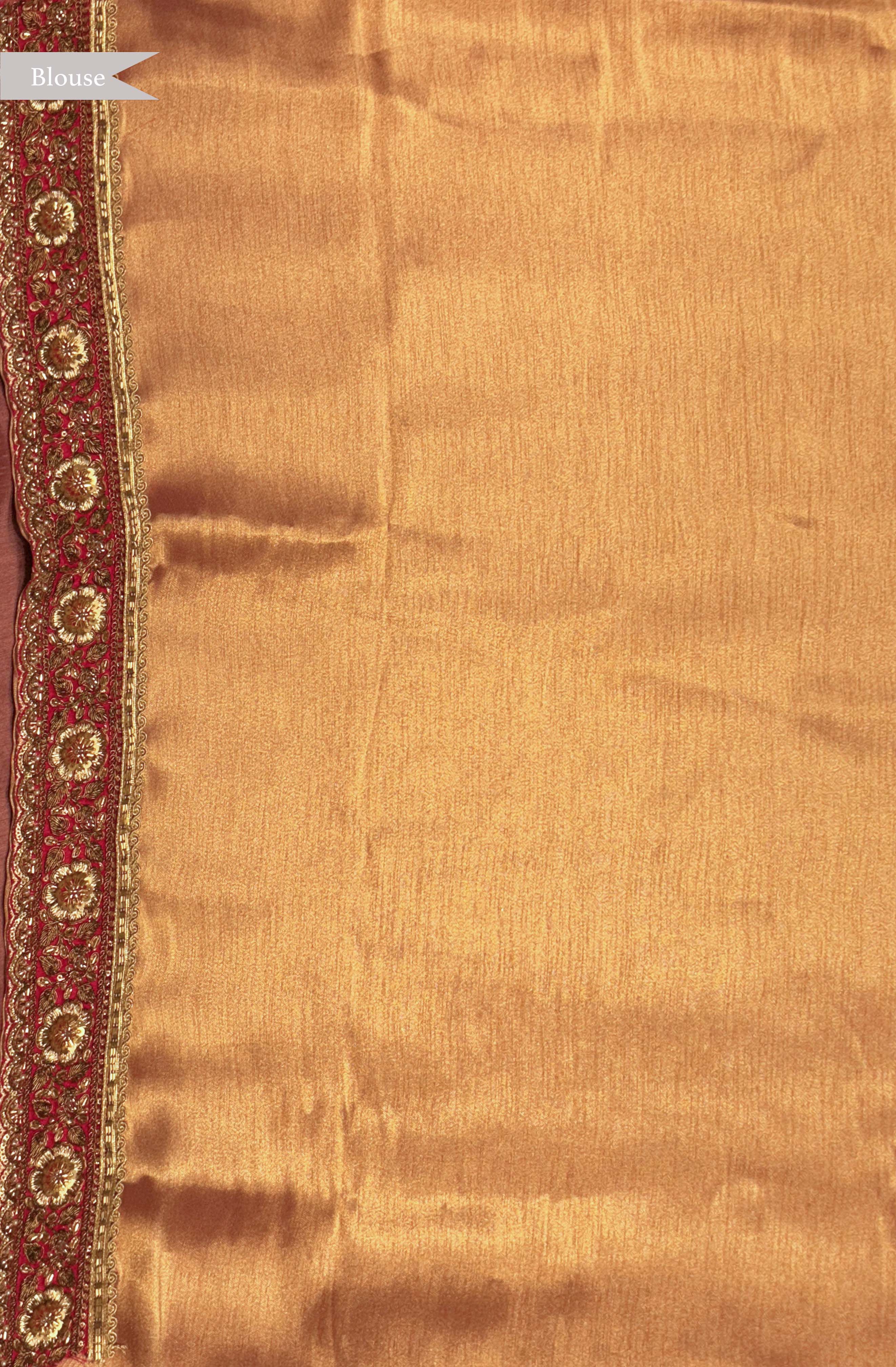 Peach Banaras Handloom Tissue Saree