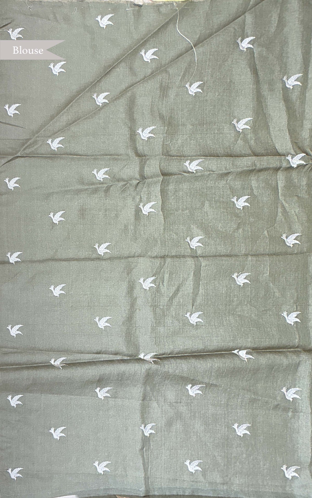 Olive Green Tussar Silk Saree