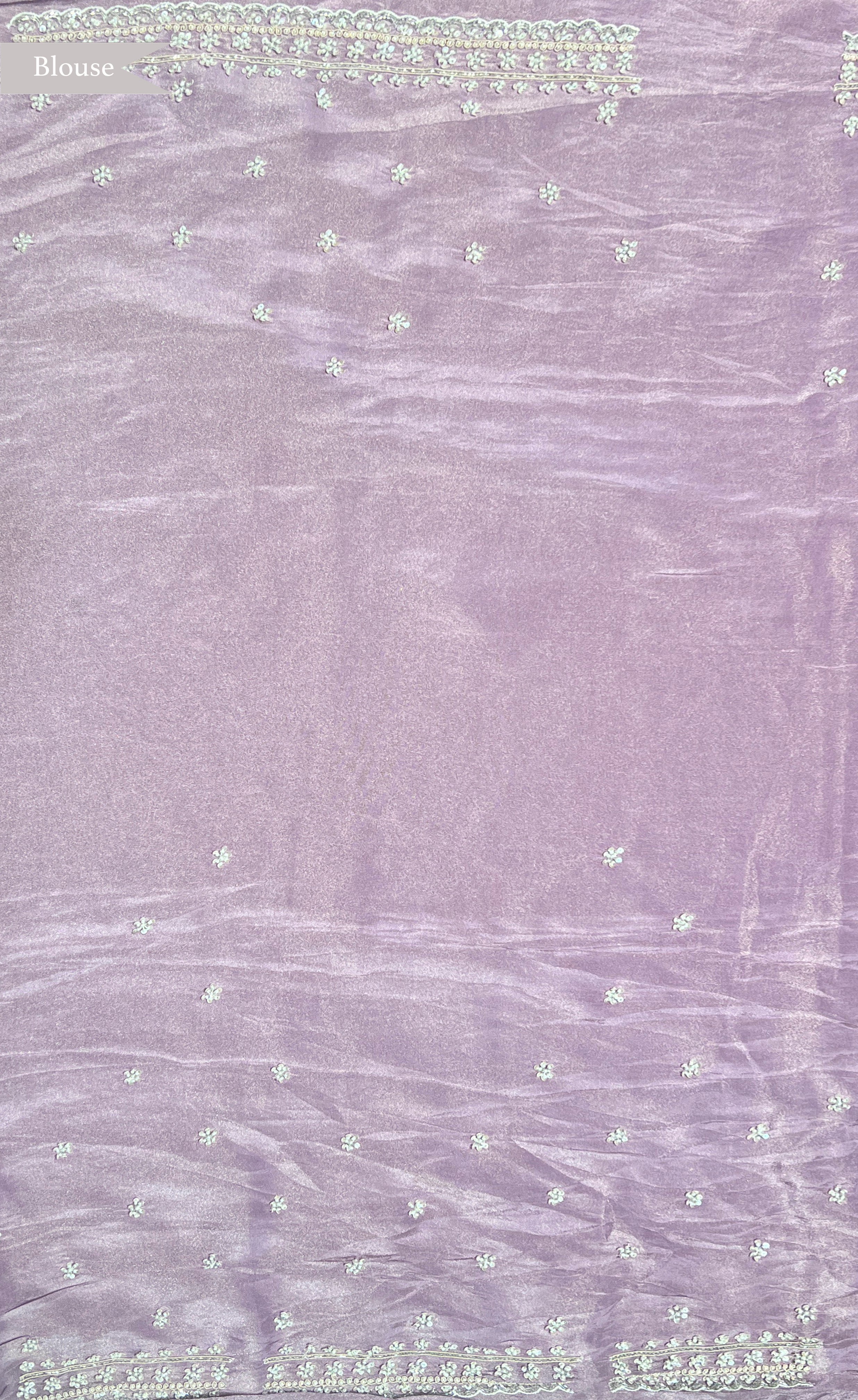 Purple Crepe Tissue Saree with Pearl and Sequin Embroidery