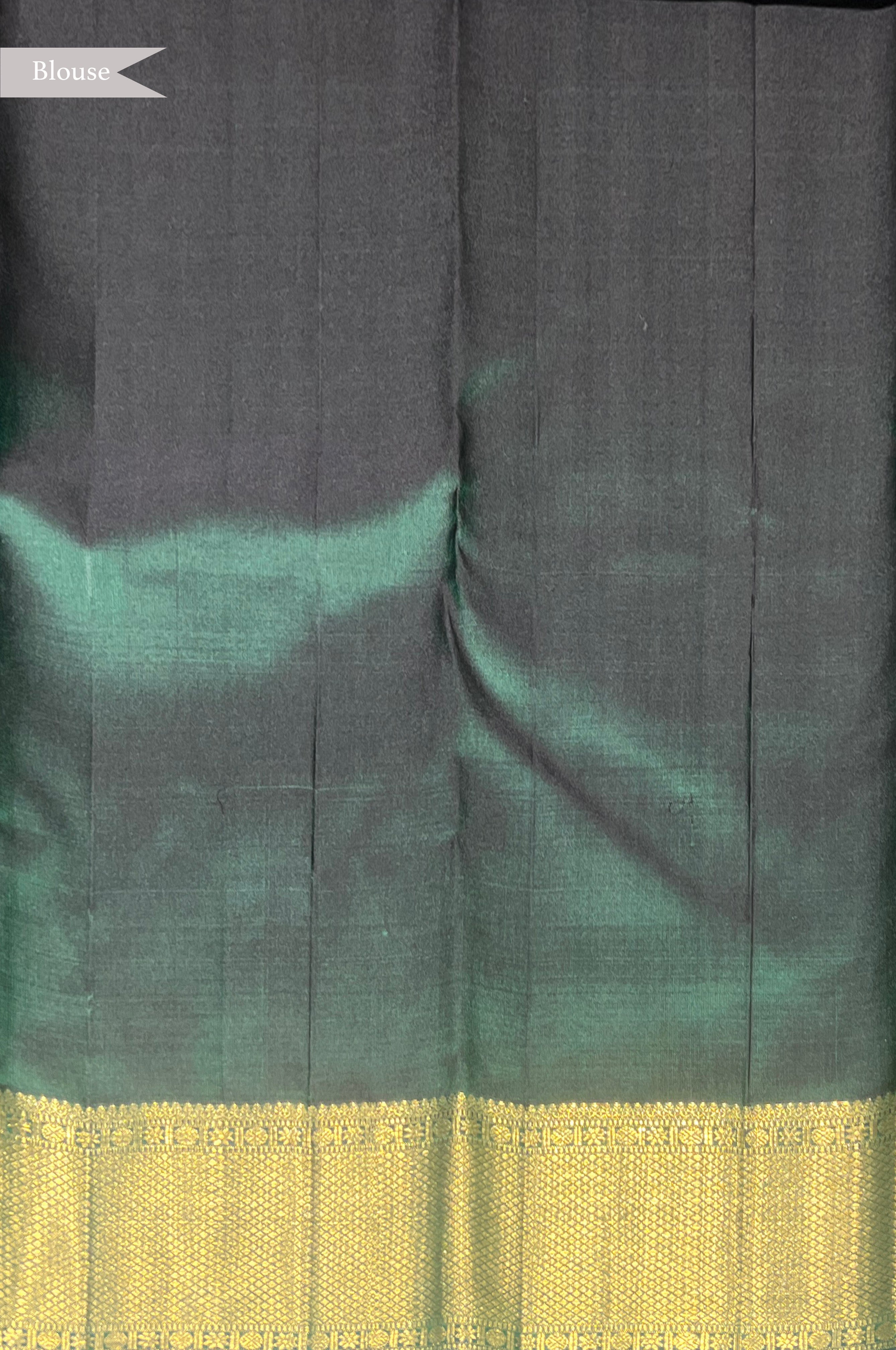 Green Kanchivaram Pattu Saree with Gold Zari Motifs - Mokshaa