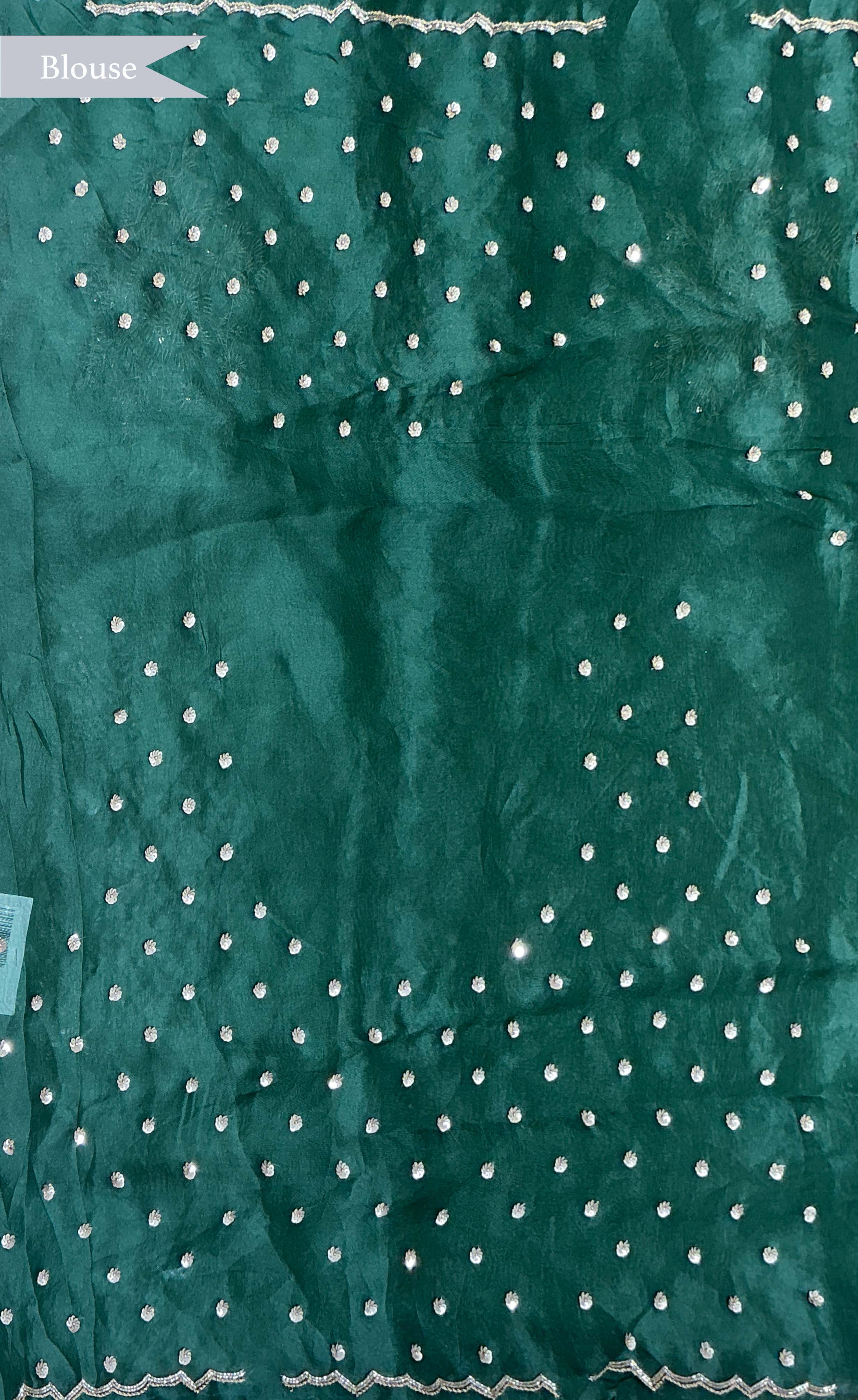 Emerald Green Organza Saree