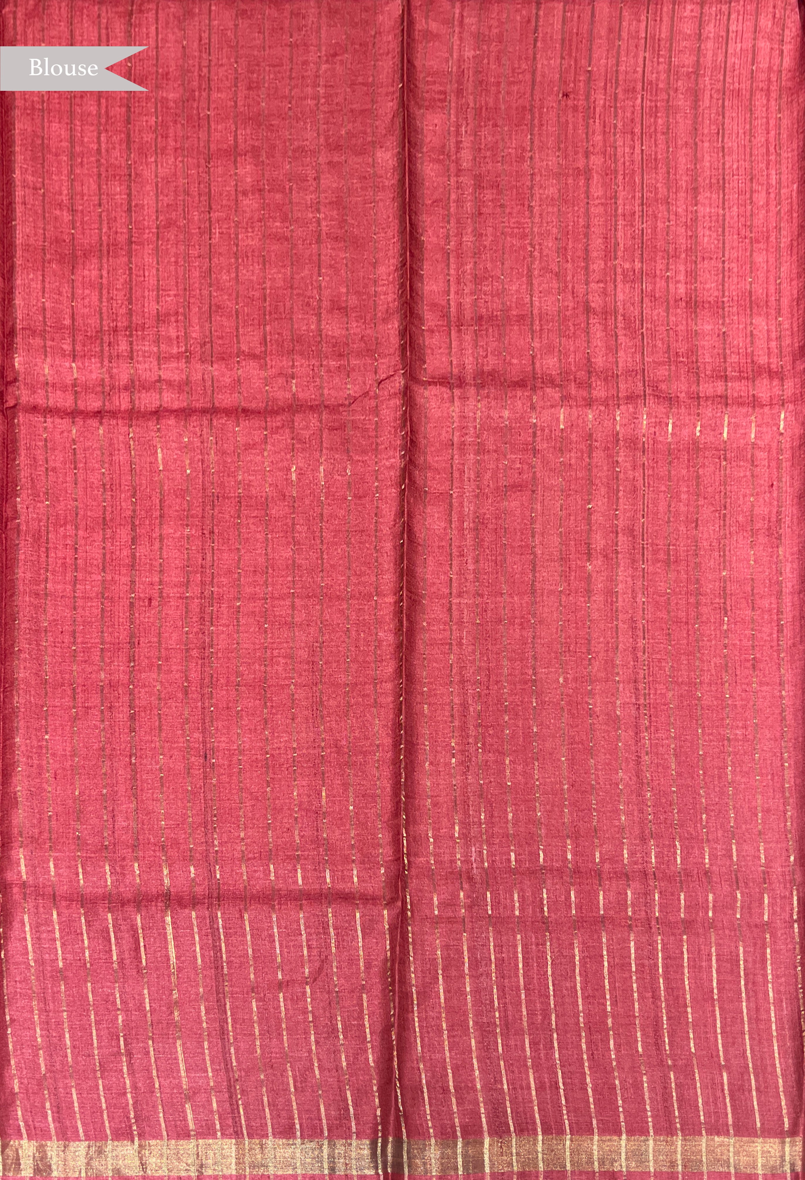 Multicolor Tussar Silk Saree with Diagonal Stripe Print