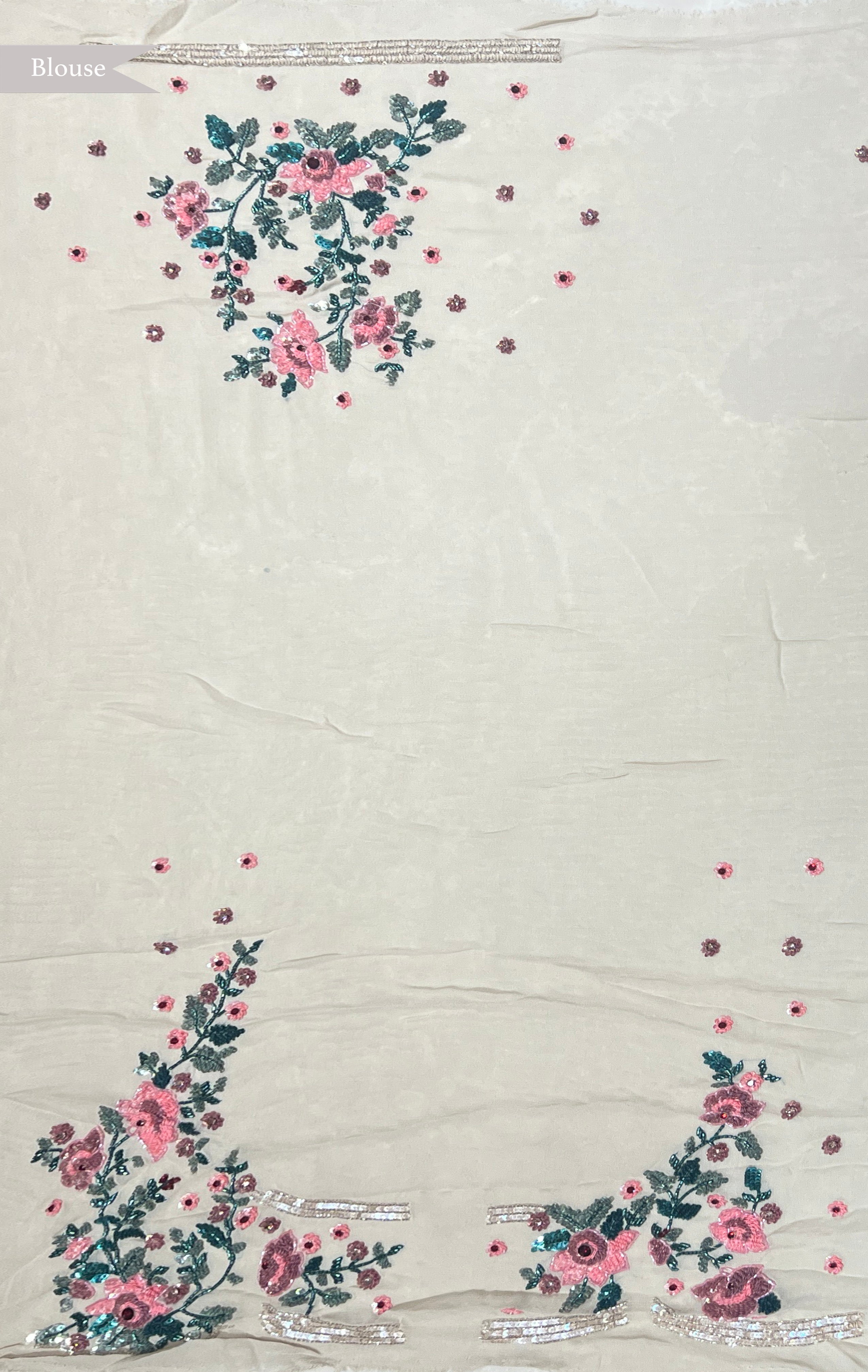 Off White Georgette Sequin Saree