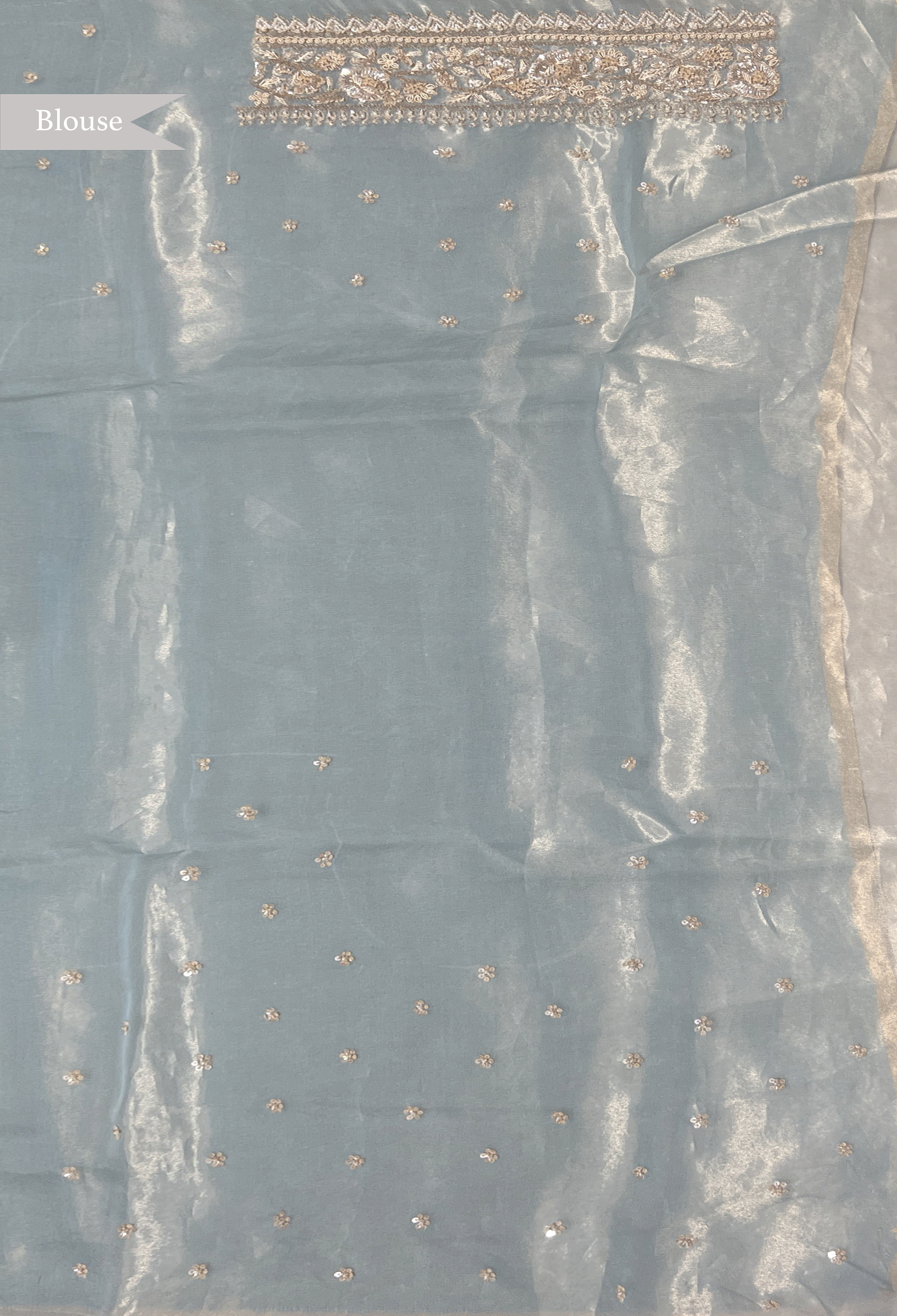 Ice Blue Tissue Saree