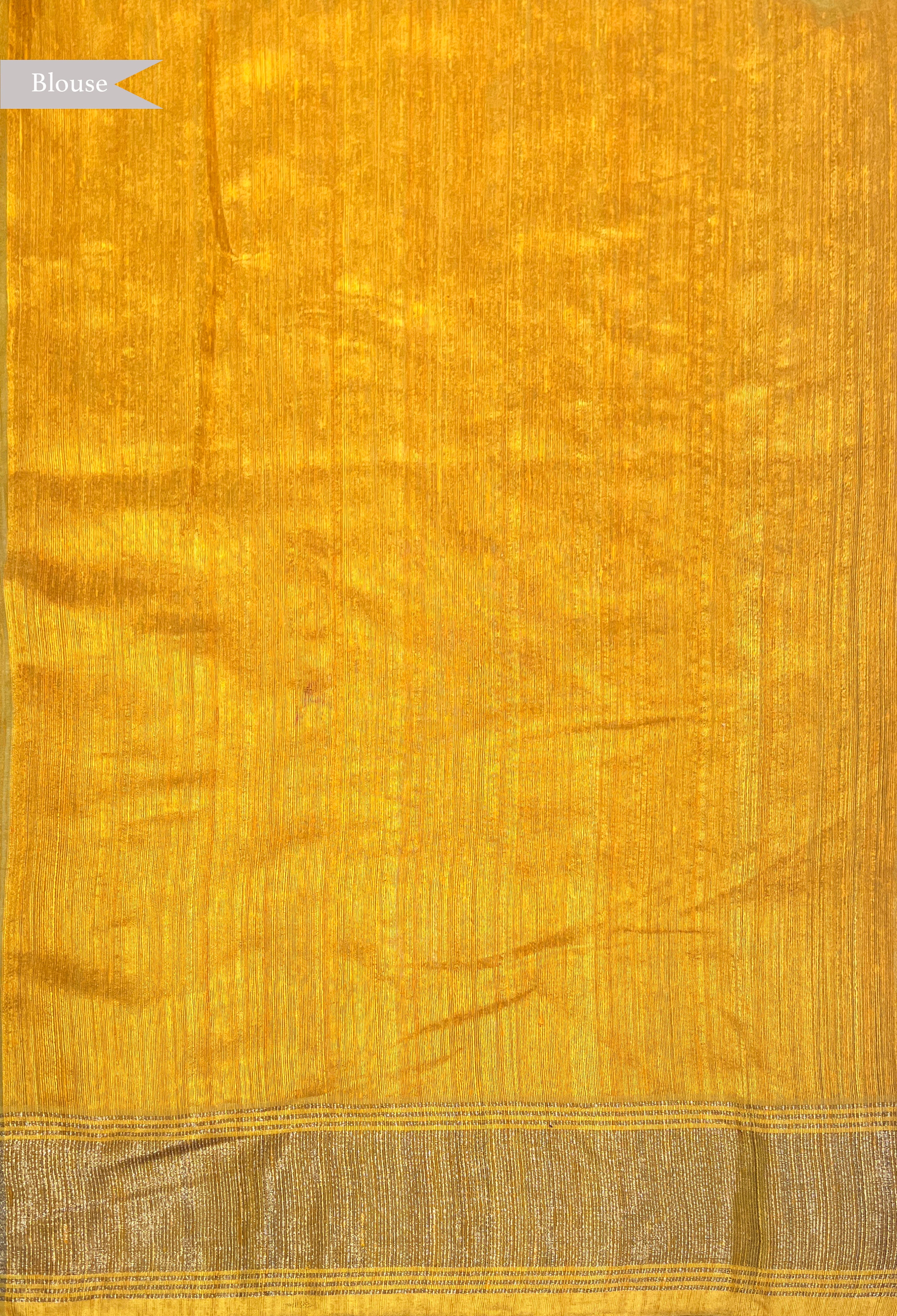 Mango Yellow Kora Silk Banarasi Saree with Subtle Zari Jaal