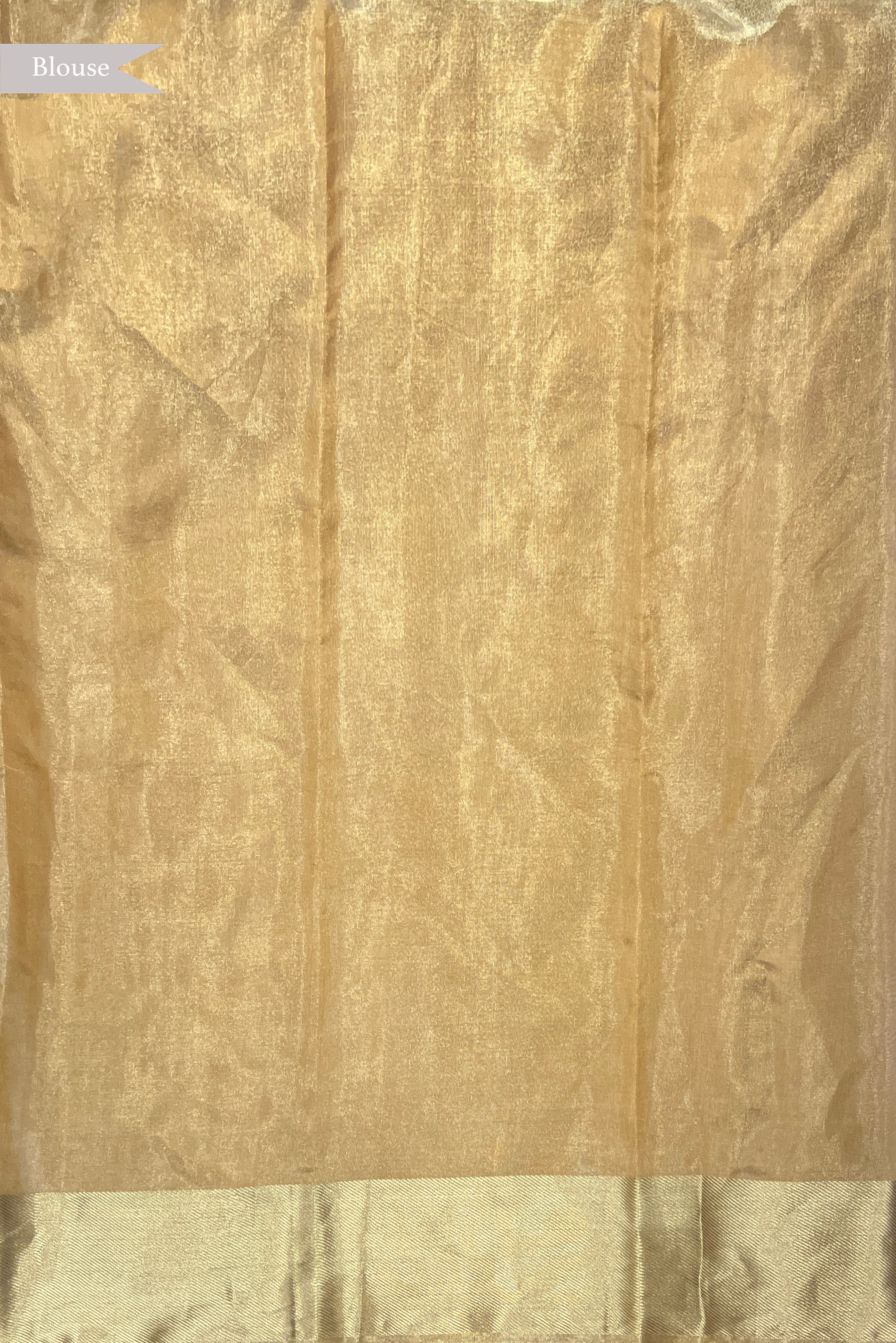 Golden Banarasi Tissue Silk Saree with Zari Motifs and Thread Weaving