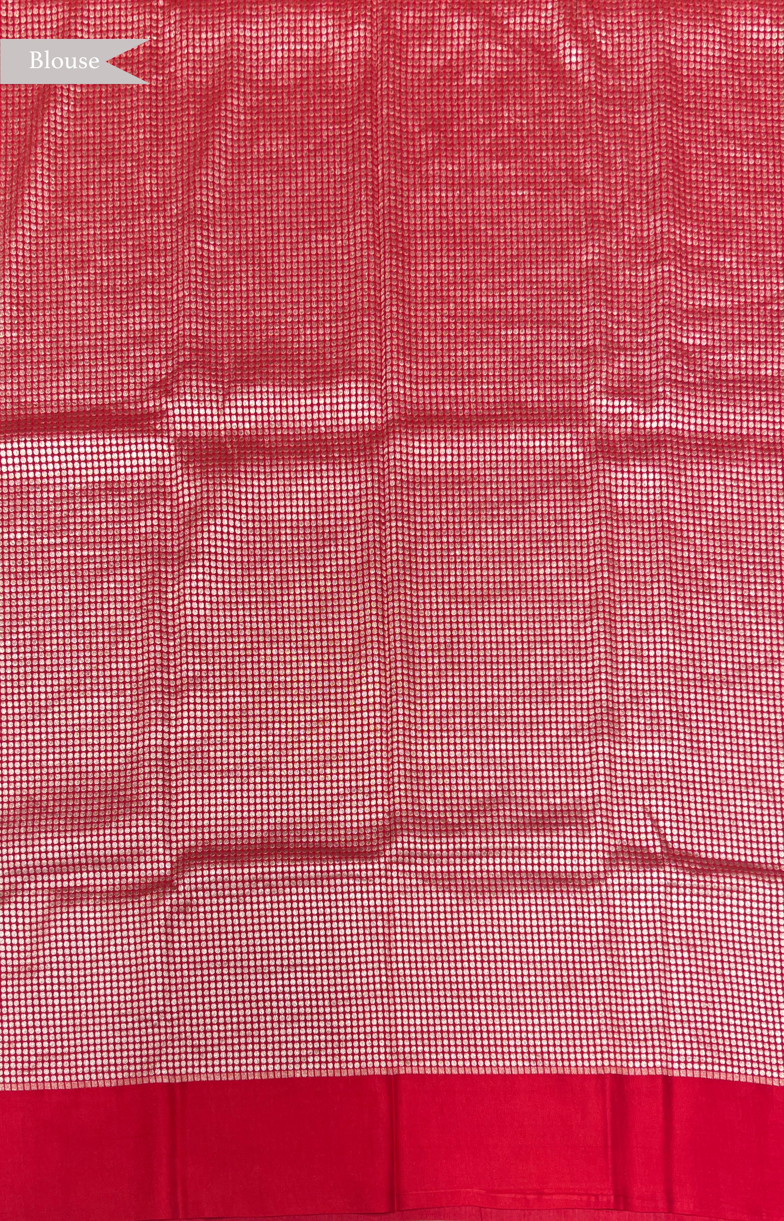 Blush Pink Tussar Georgette Banarasi Silk Saree with Red Satin Border