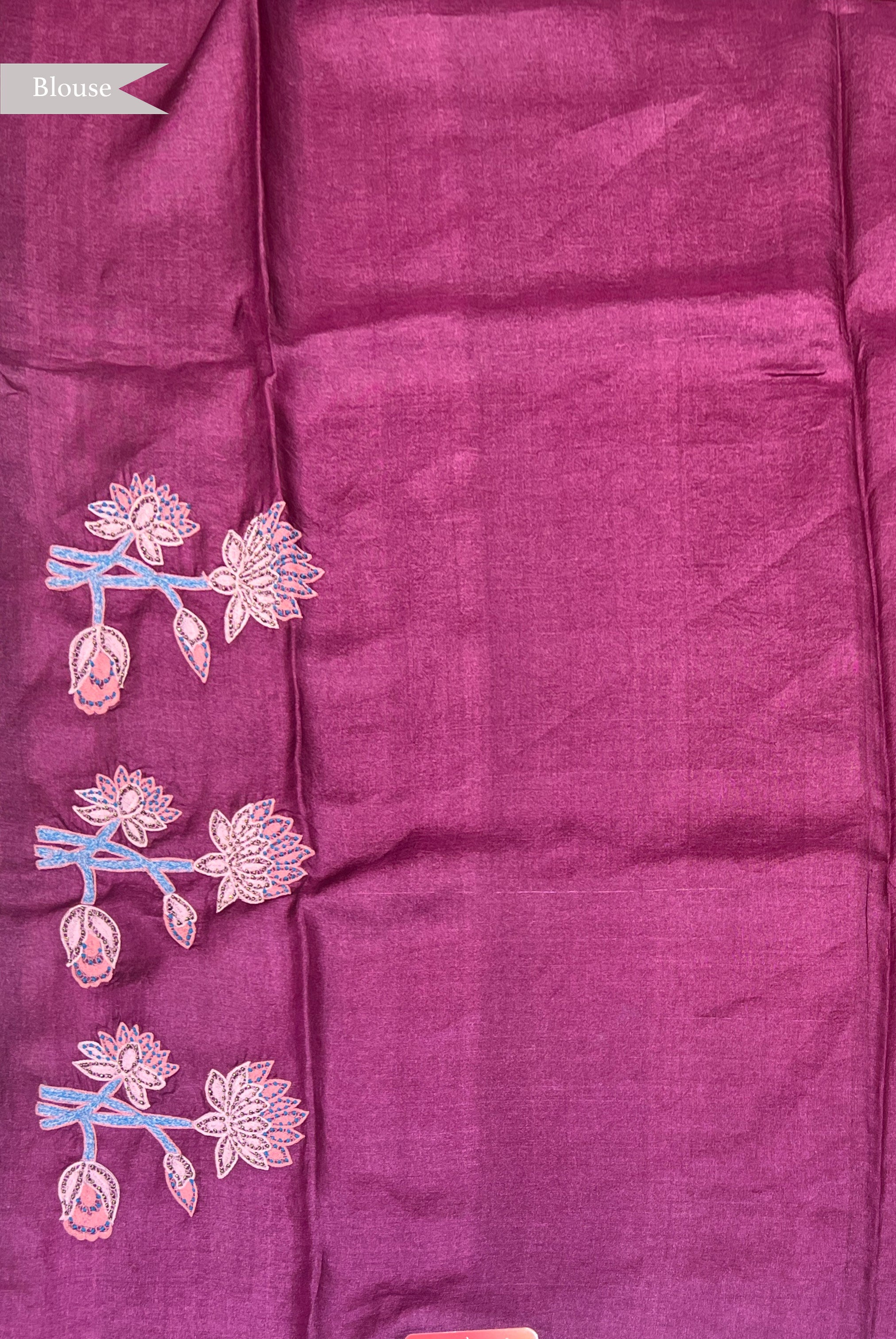 Wine Tussar Silk Saree with All Over Zari Weaving and Floral Butta Border