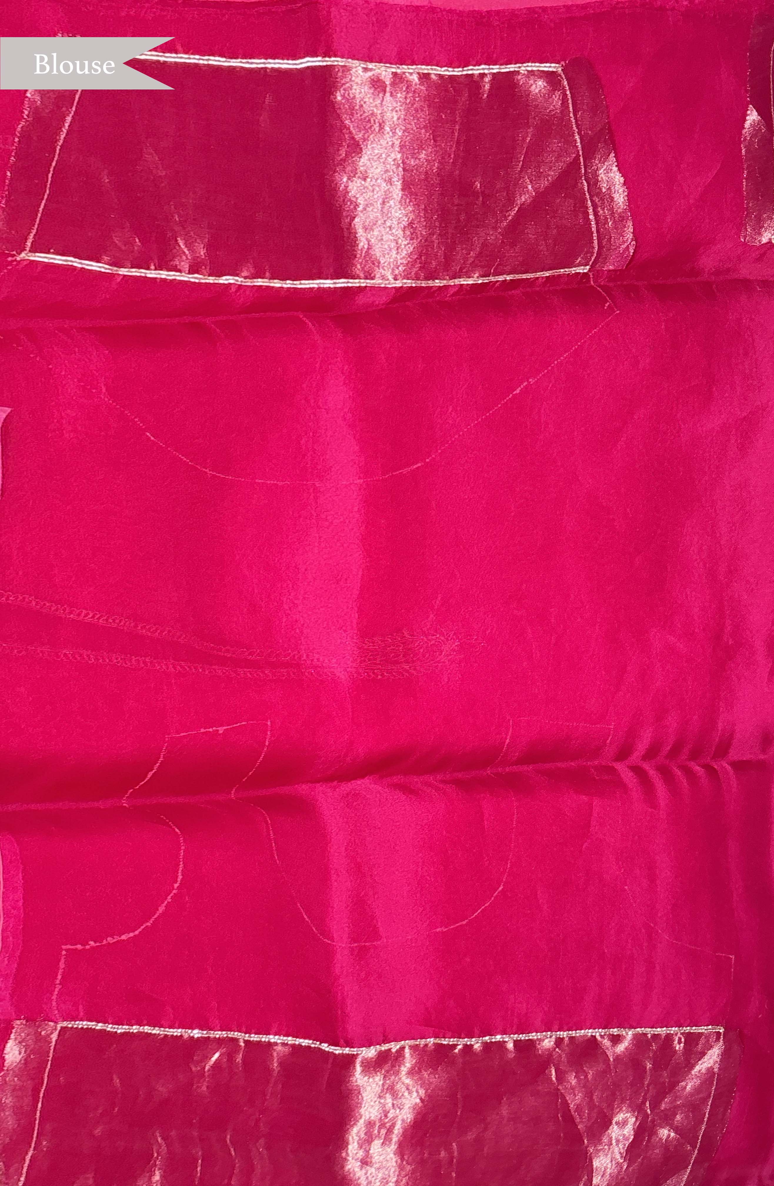 Pink Organza Saree with Aari Thread Work