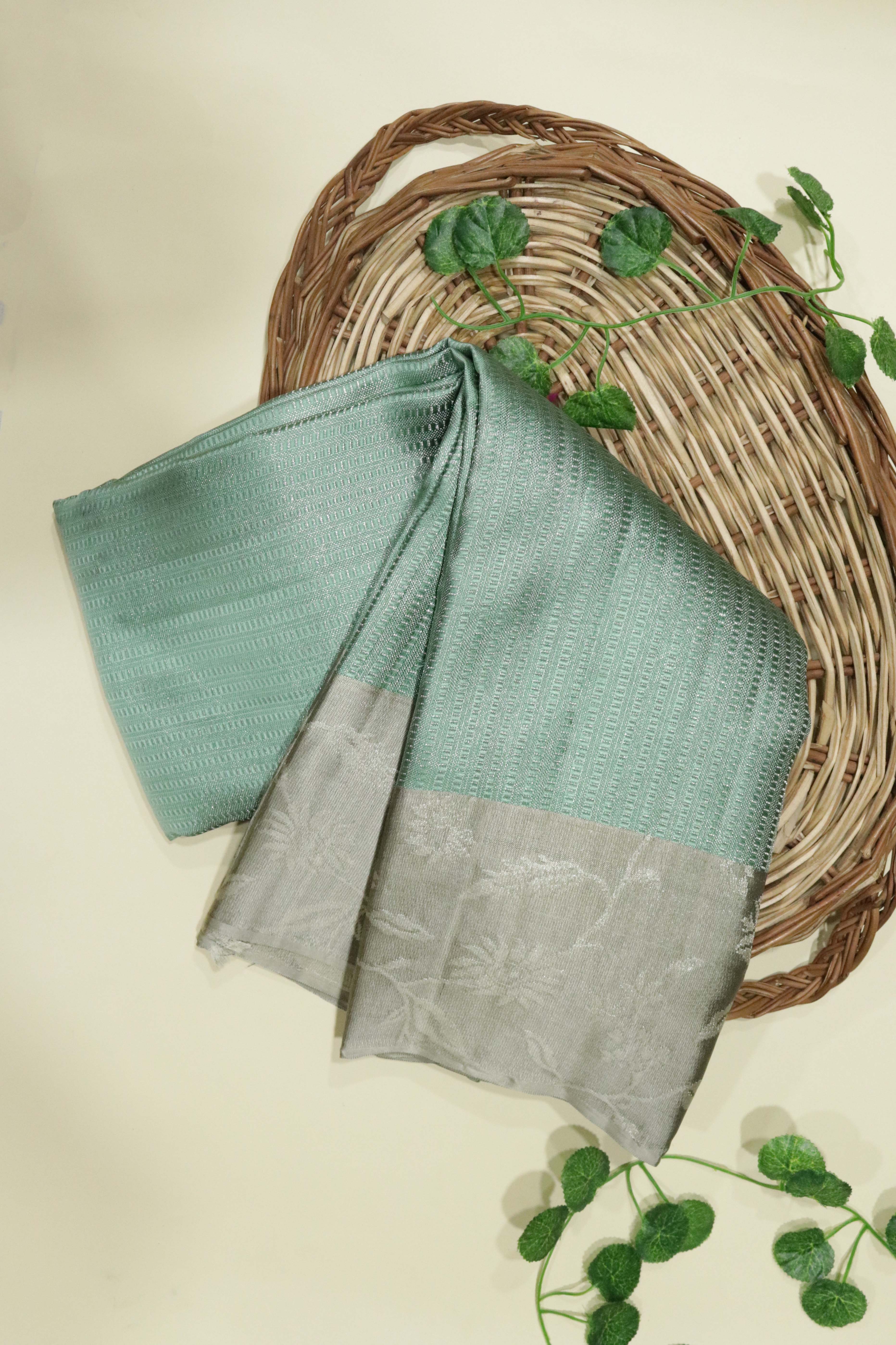 Aqua Green Kanchipuram Silk Saree