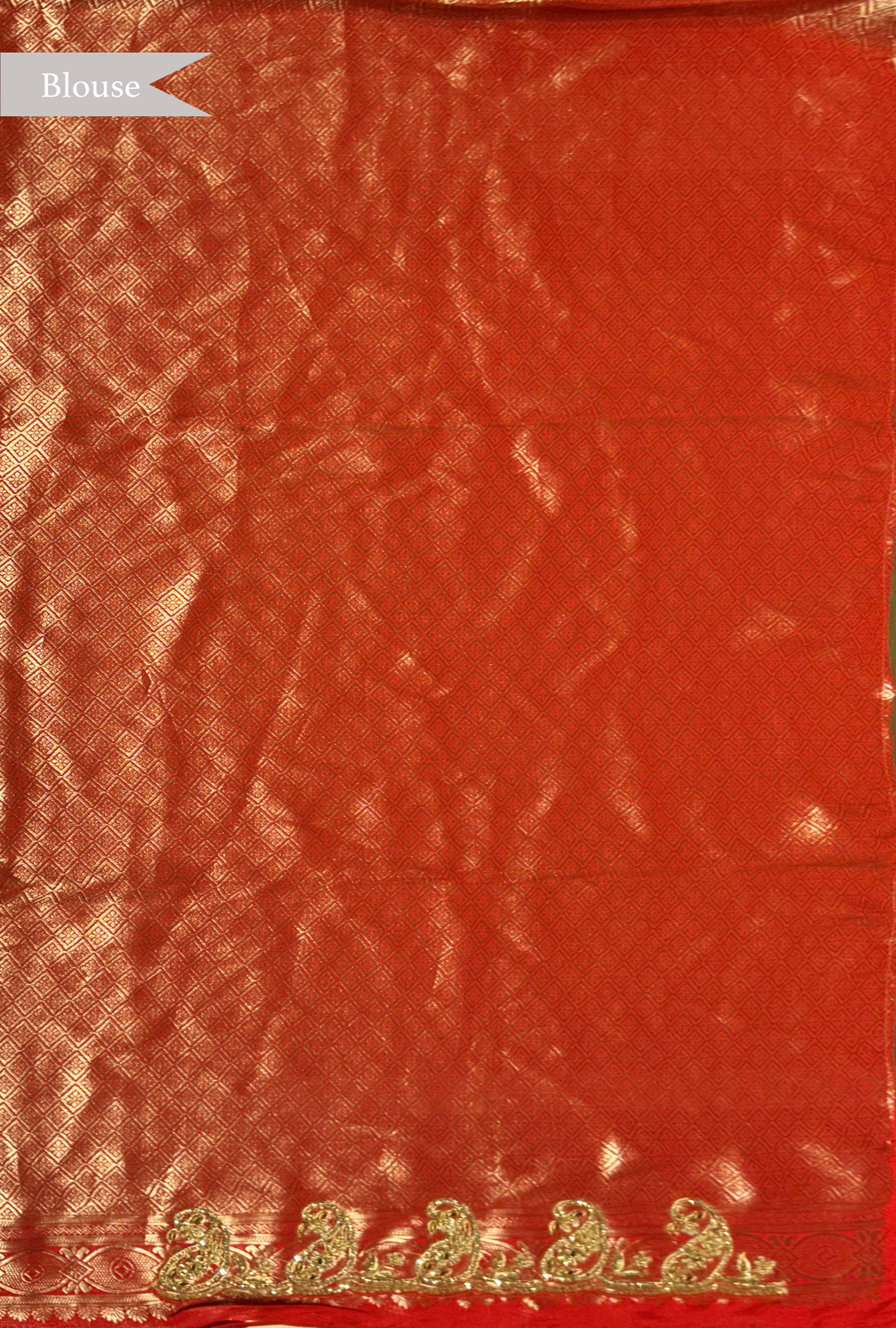 Red Banarasi Zari Scallop Border Saree