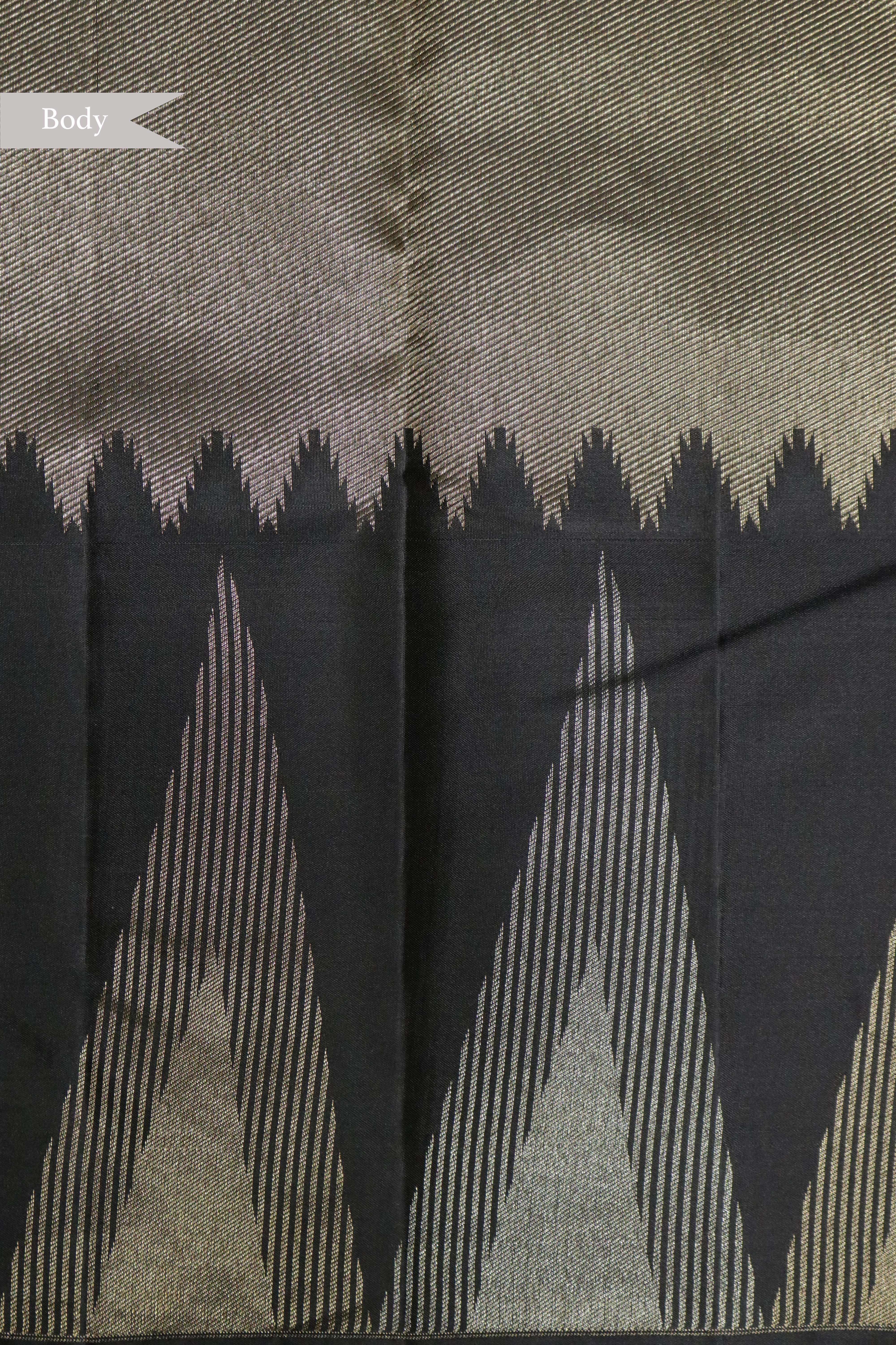 Gold and Black Tissue Kanchipuram Silk Saree with Temple Border