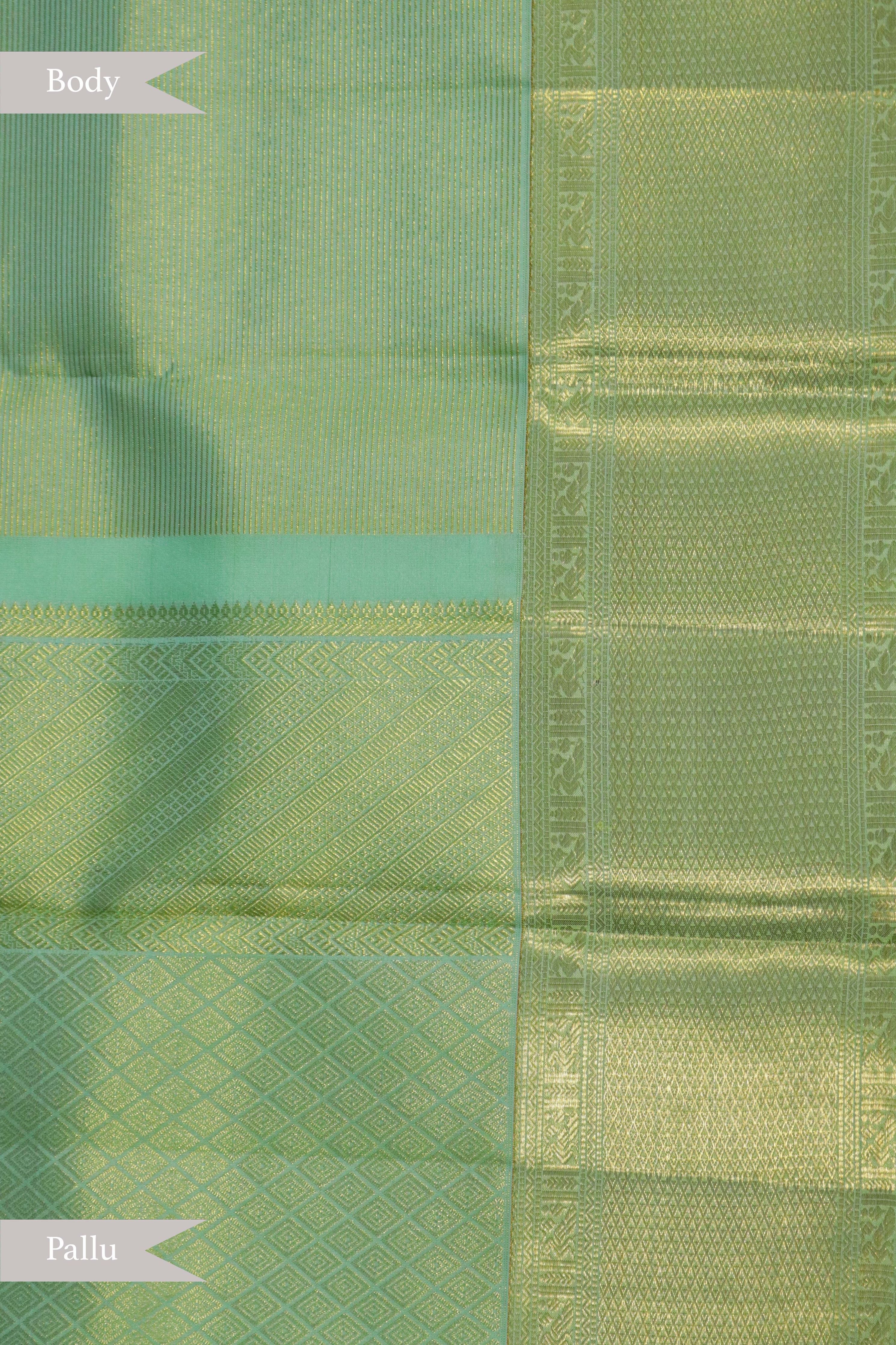 Mint Green Kanchipuram Silk Saree - Mokshaa