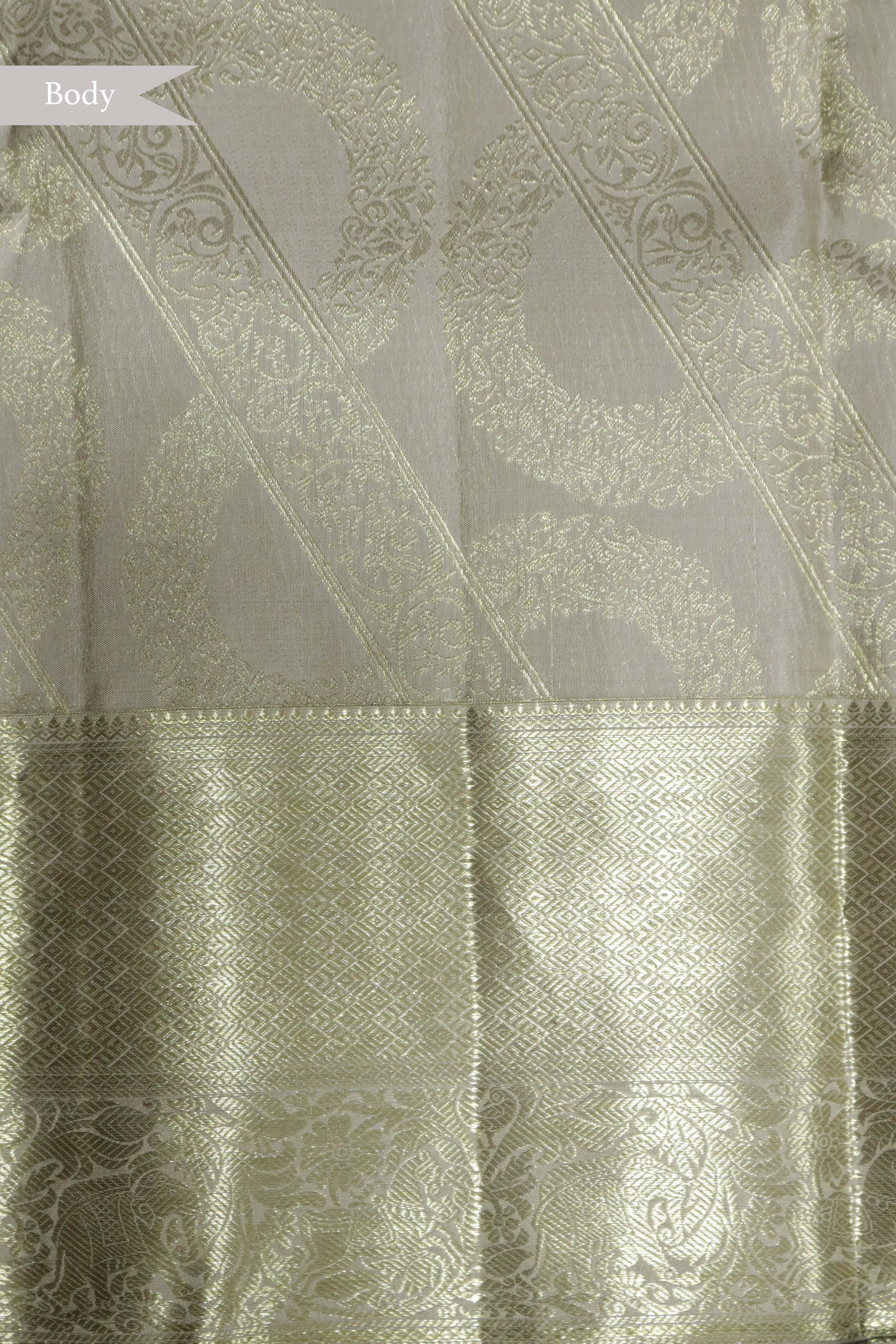 Light Grey Kanchipuram Silk Saree with Fancy Zari Weaving