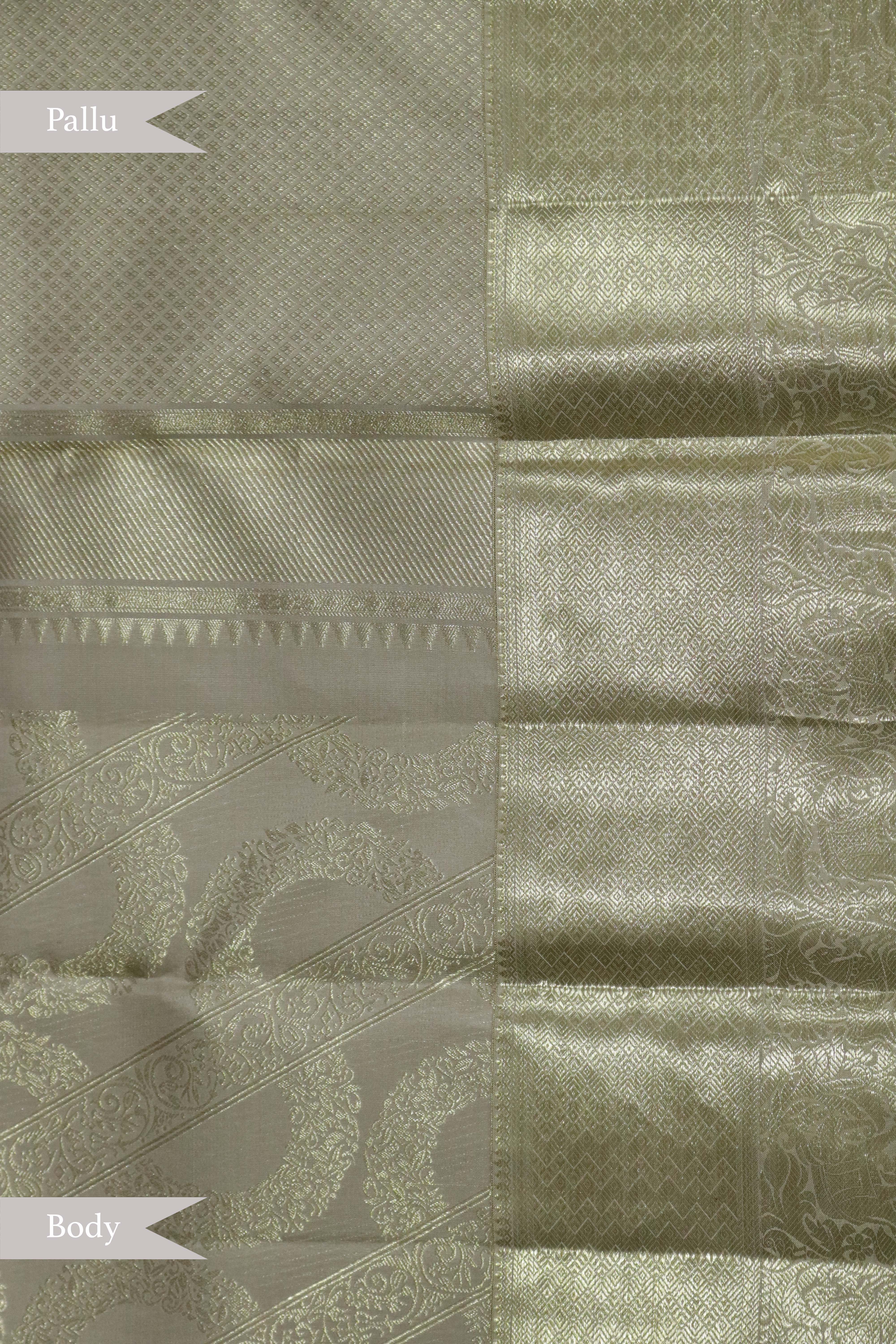 Light Grey Kanchipuram Silk Saree with Fancy Zari Weaving