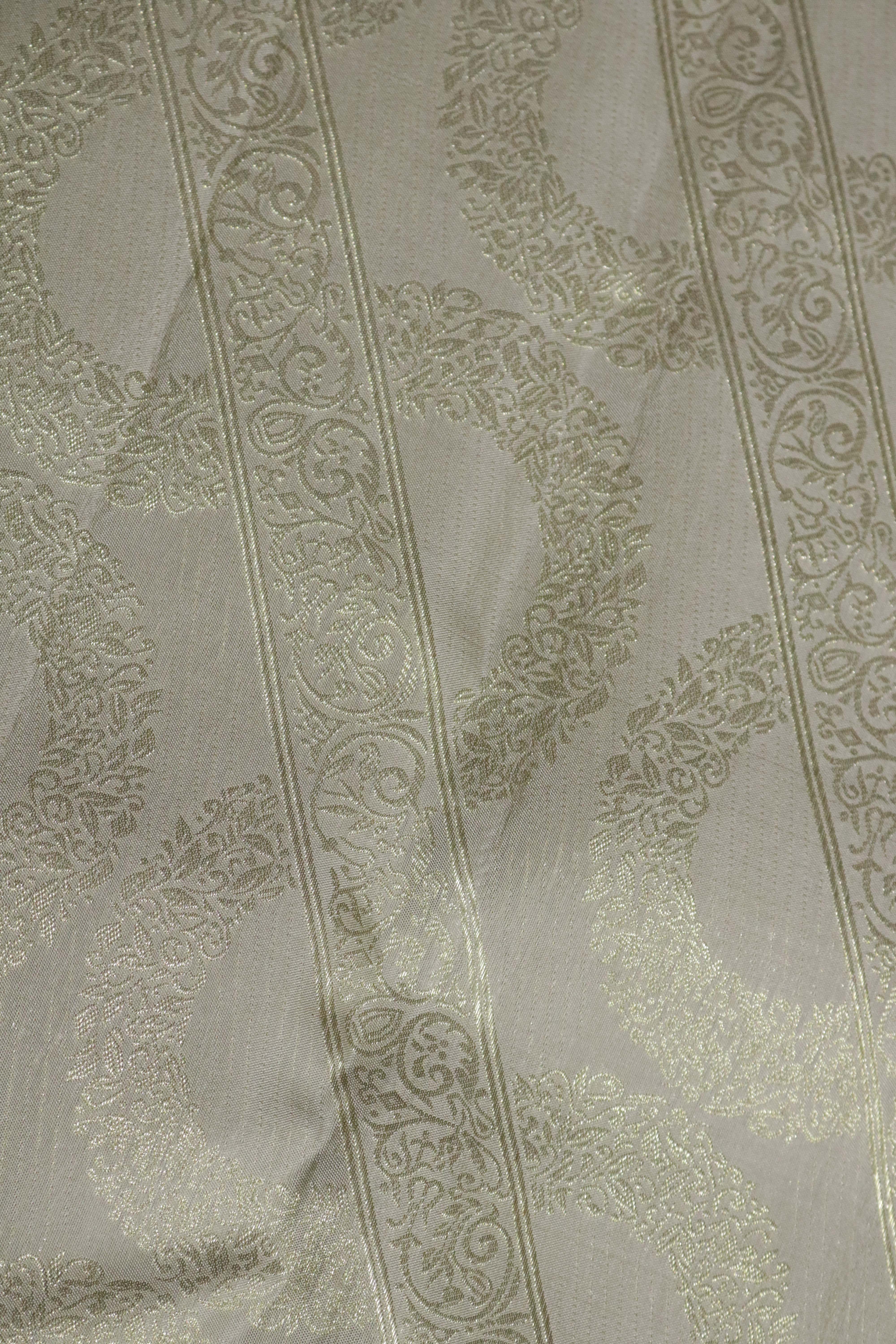 Light Grey Kanchipuram Silk Saree with Fancy Zari Weaving