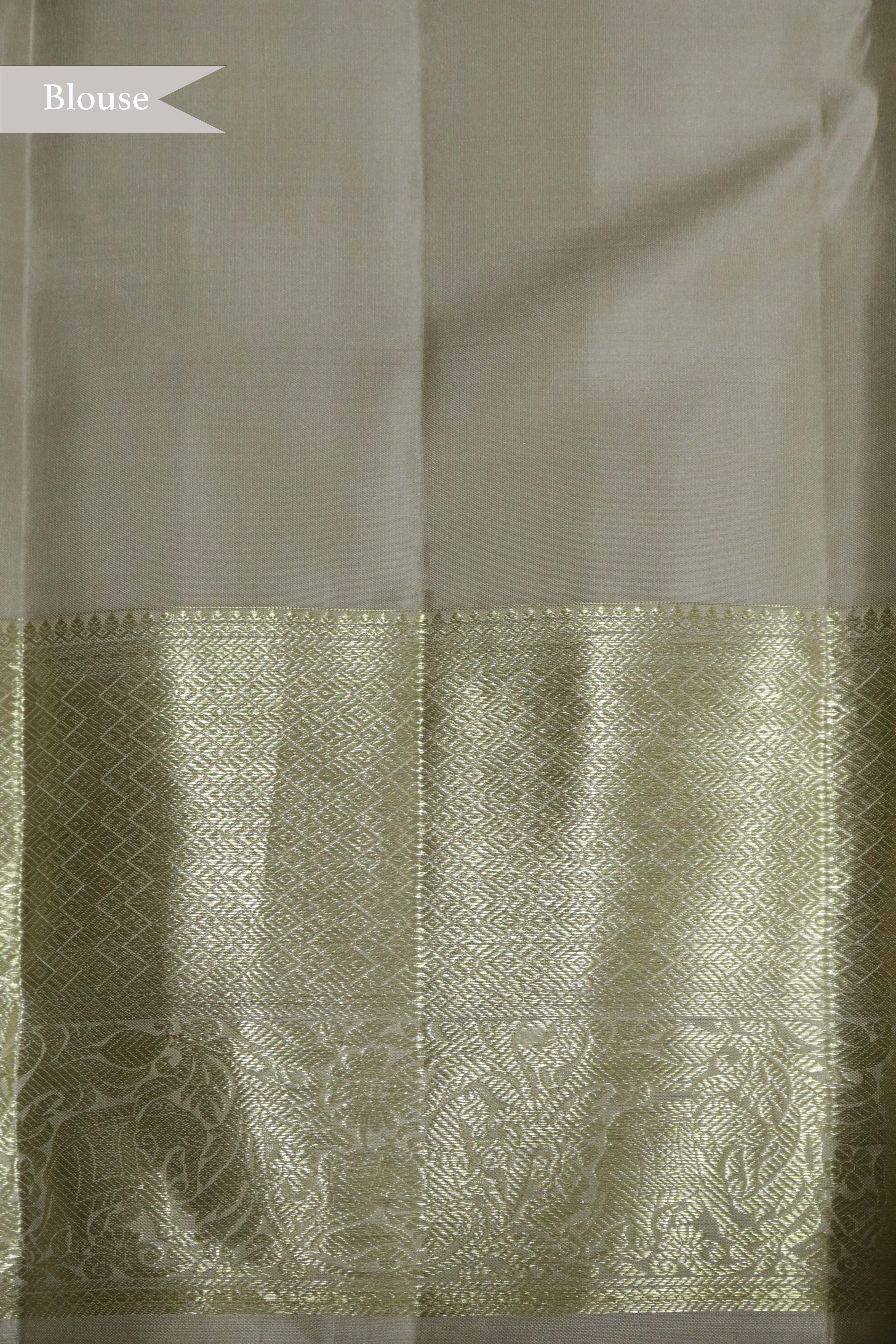 Light Grey Kanchipuram Silk Saree with Fancy Zari Weaving
