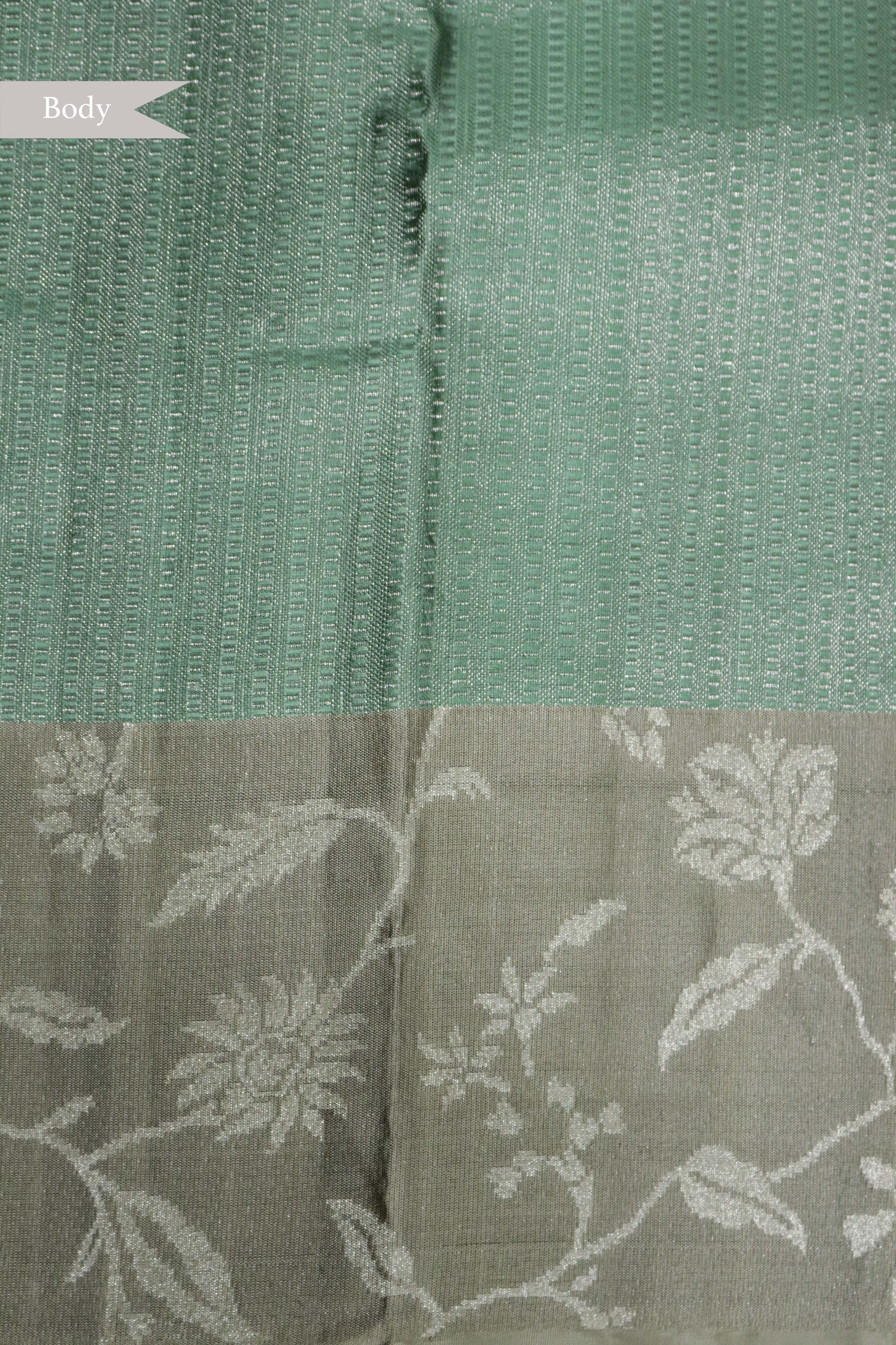 Aqua Green Kanchipuram Silk Saree - Mokshaa