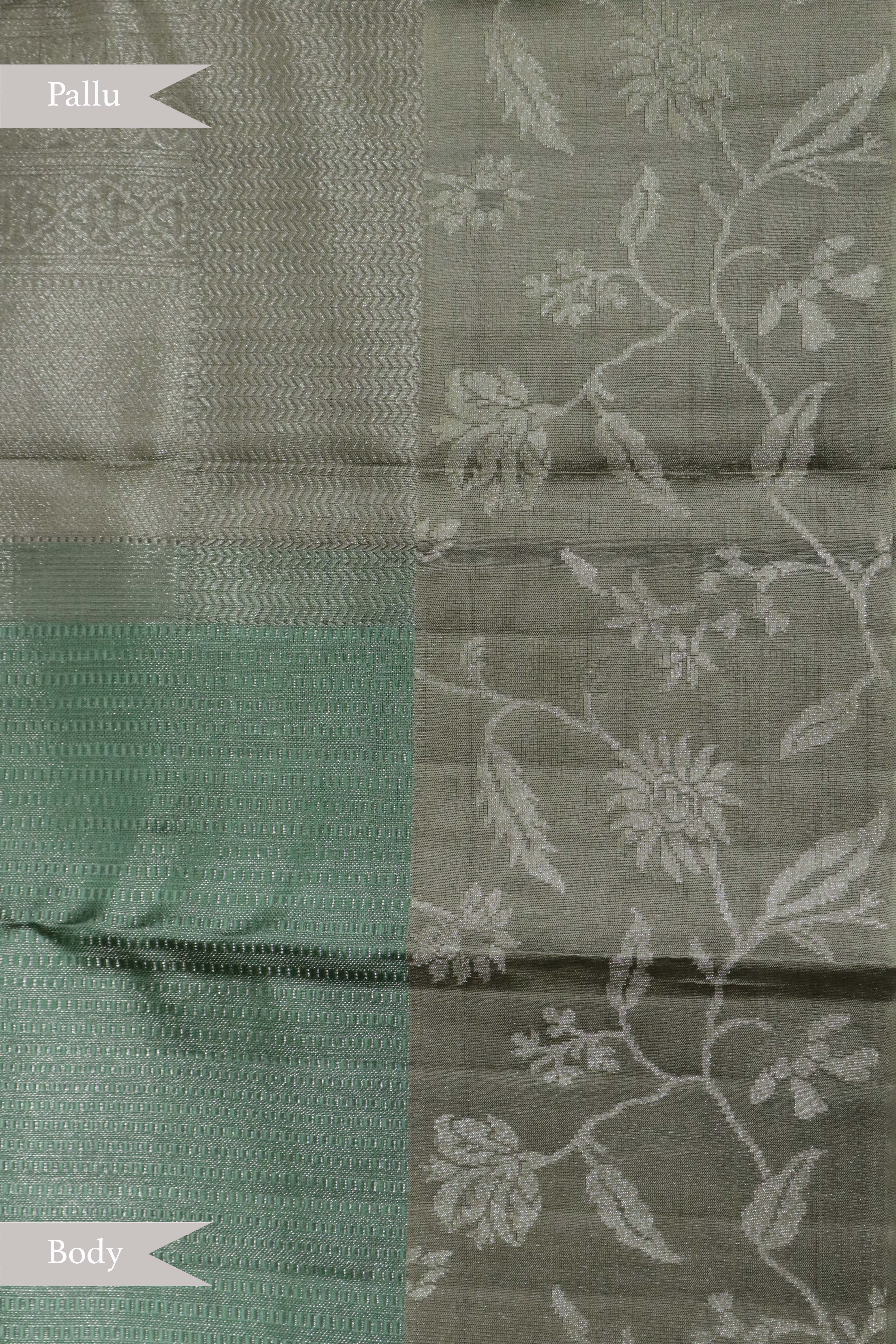 Aqua Green Kanchipuram Silk Saree