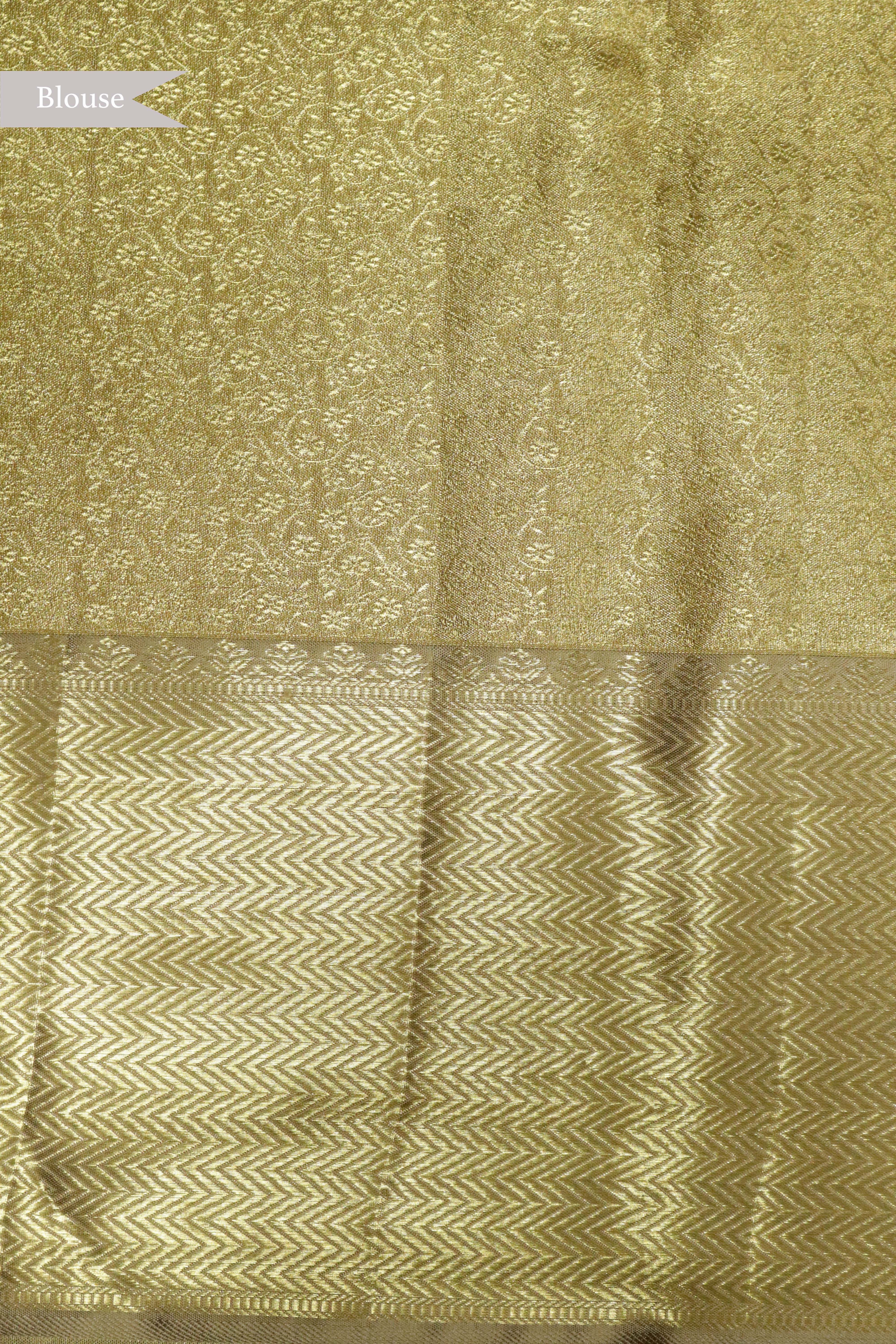 Green Kanchipuram Tissue Silk Saree with Gold Zari Border