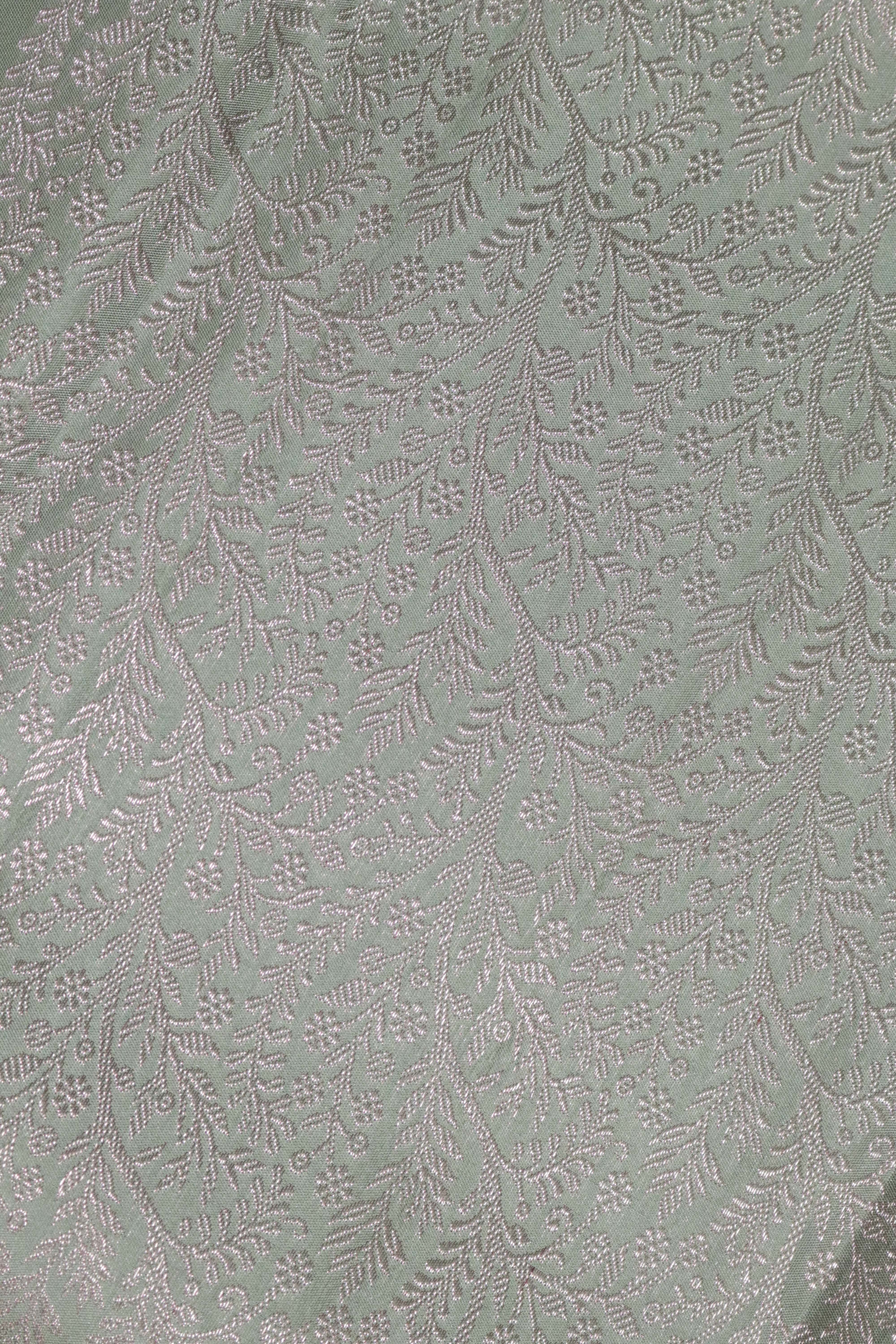 Pastel Green Kanchipuram Silk Saree with Rose Gold Zari