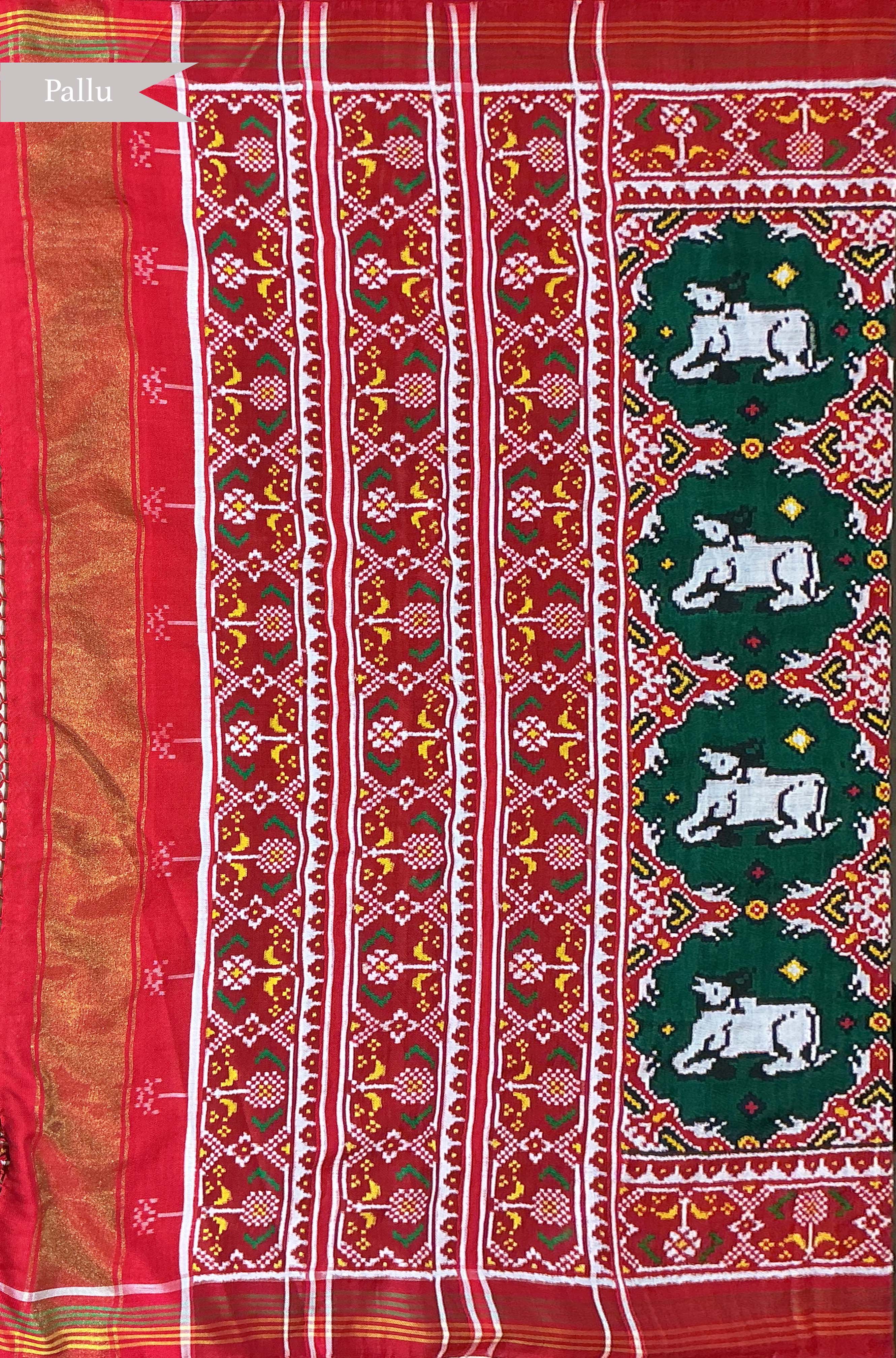 Bottle Green Pattan Patola Silk Saree