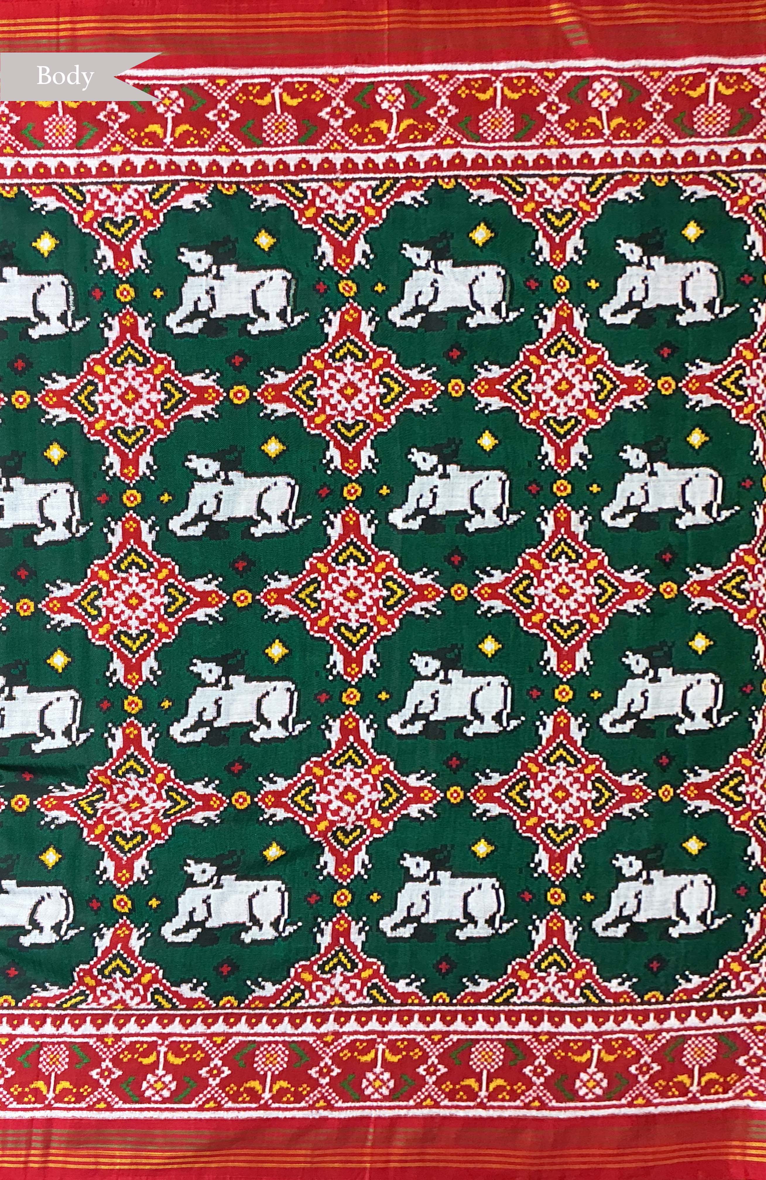 Bottle Green Pattan Patola Silk Saree