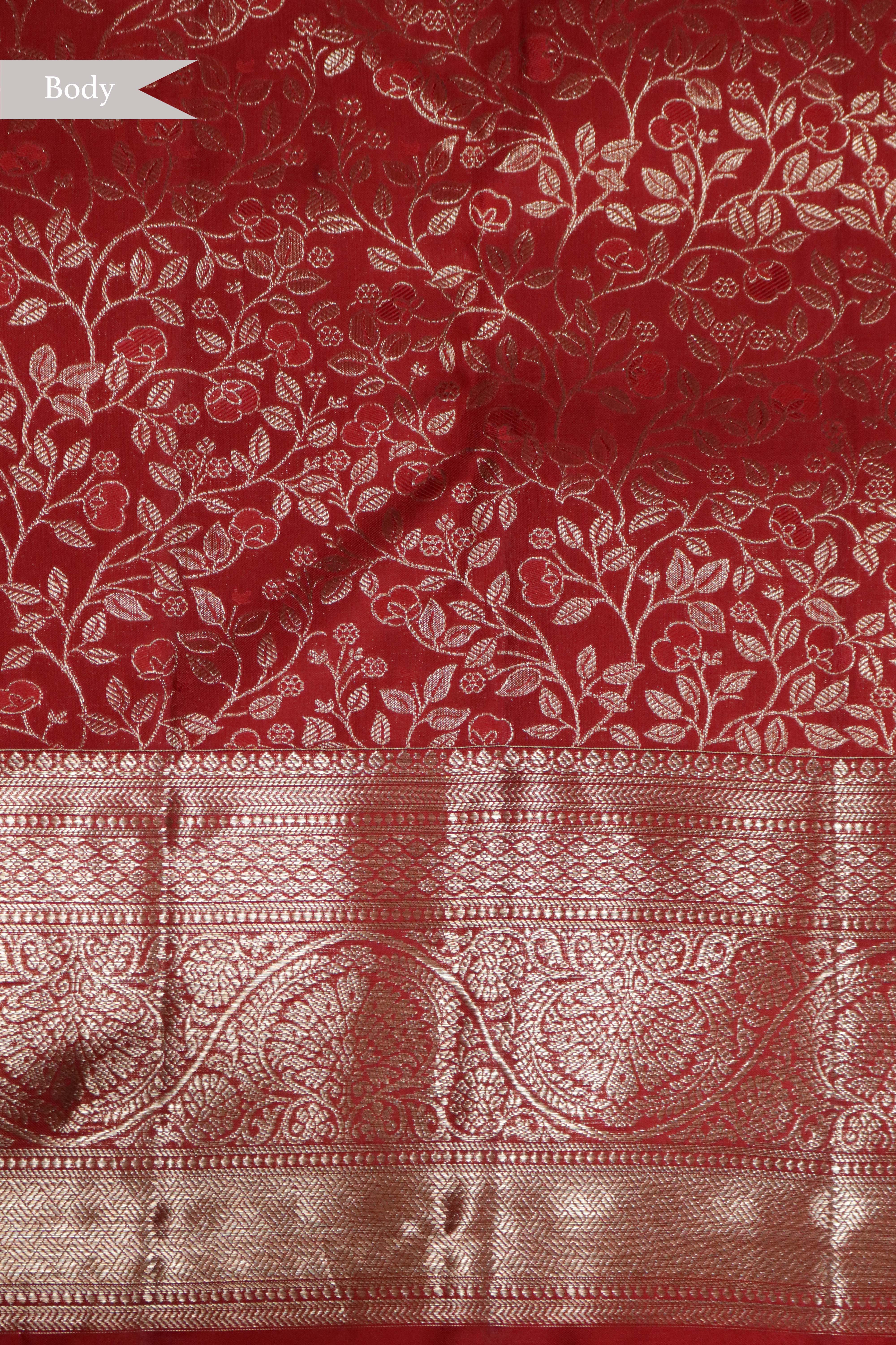 Red Jaal Woven Kanchipuram Silk Saree