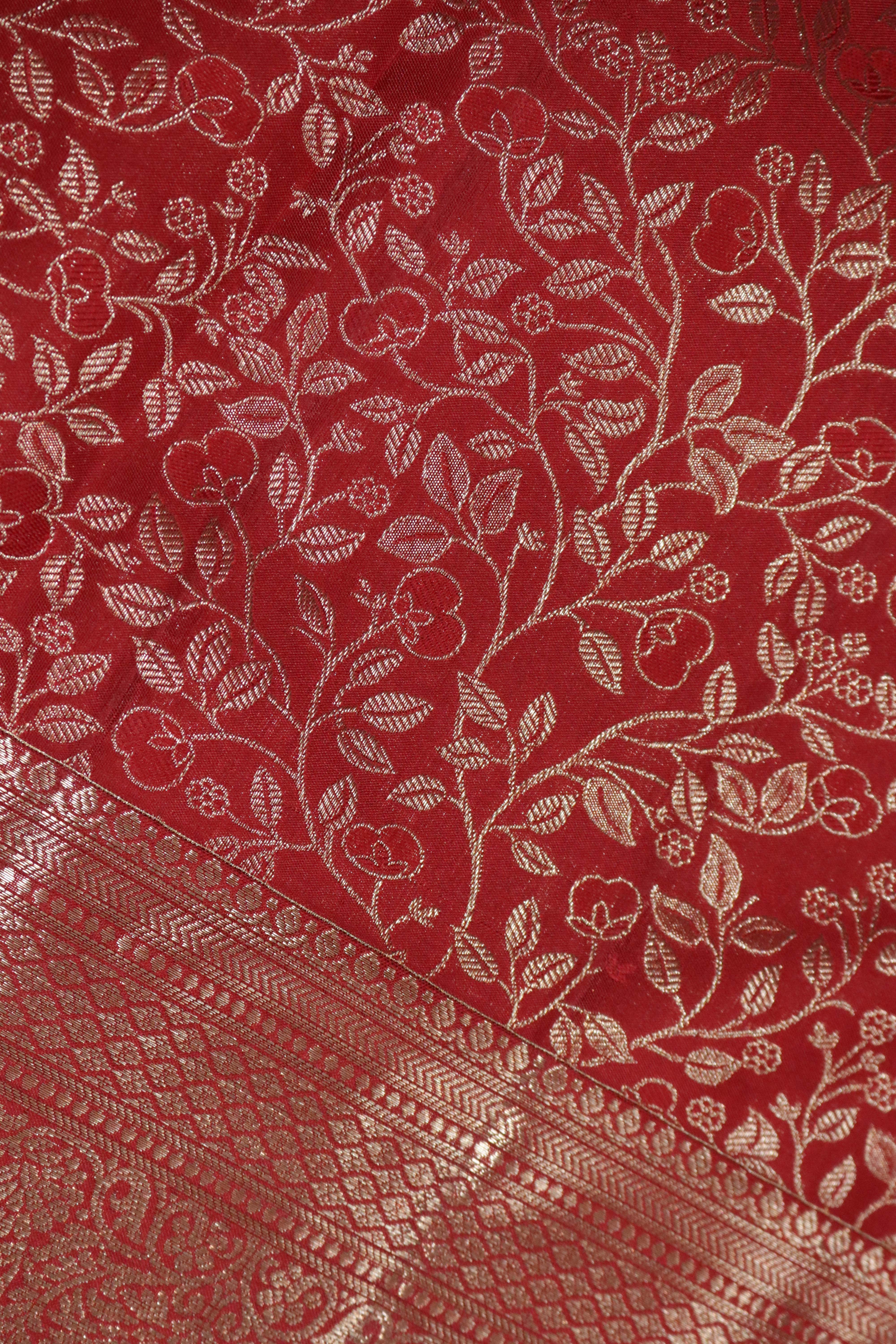 Red Jaal Woven Kanchipuram Silk Saree
