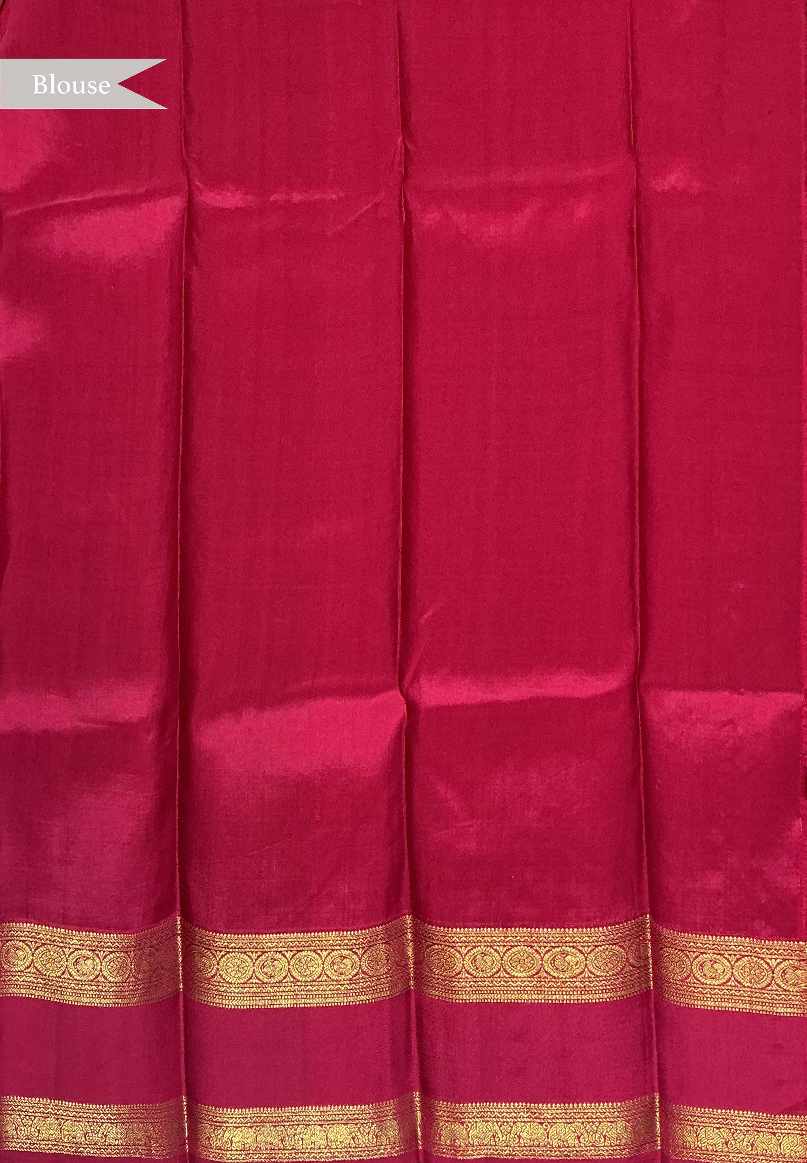 Light Peach Floral Print Kanchivaram Silk Saree