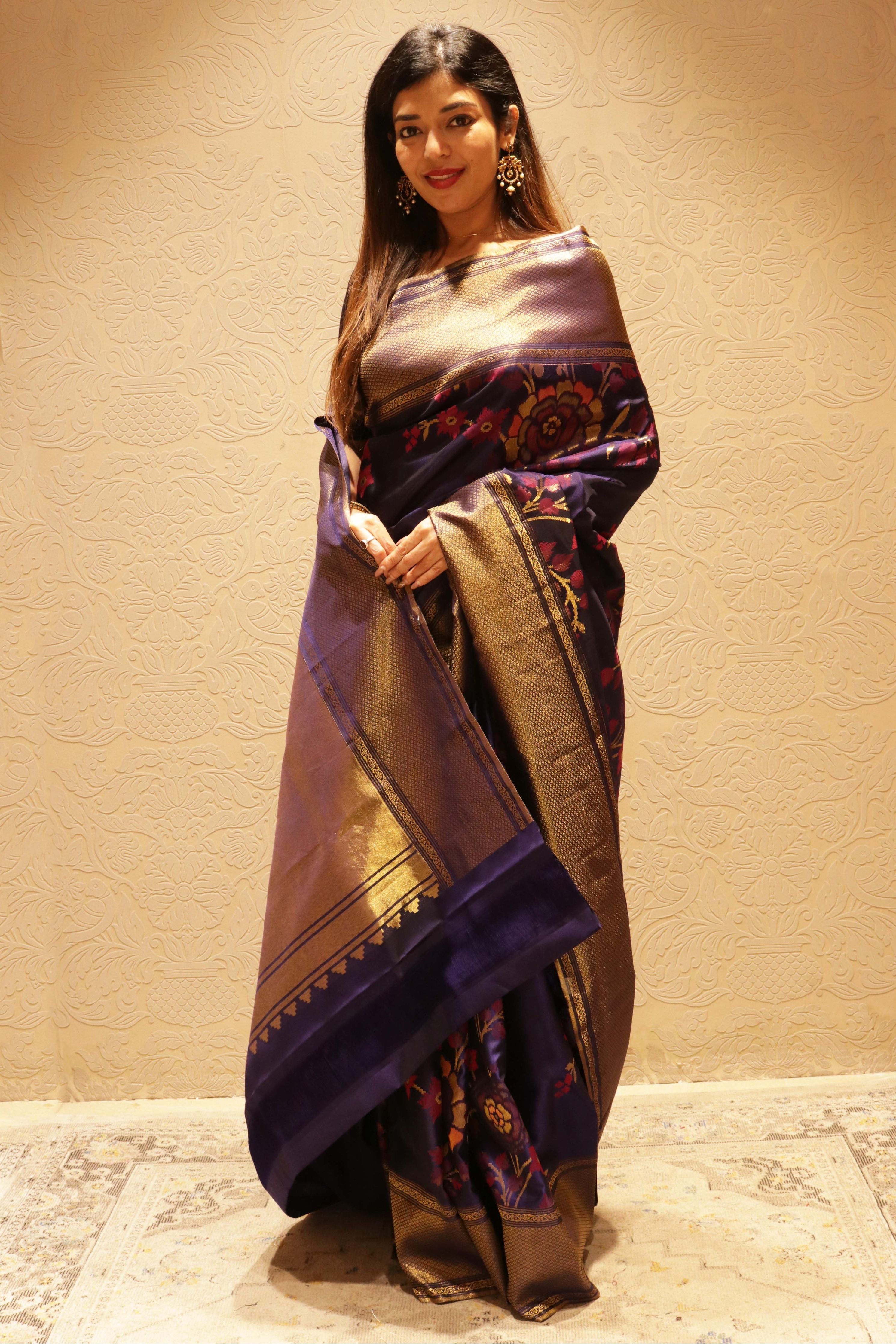 Royal Blue Kanchipuram Silk Saree - Mokshaa