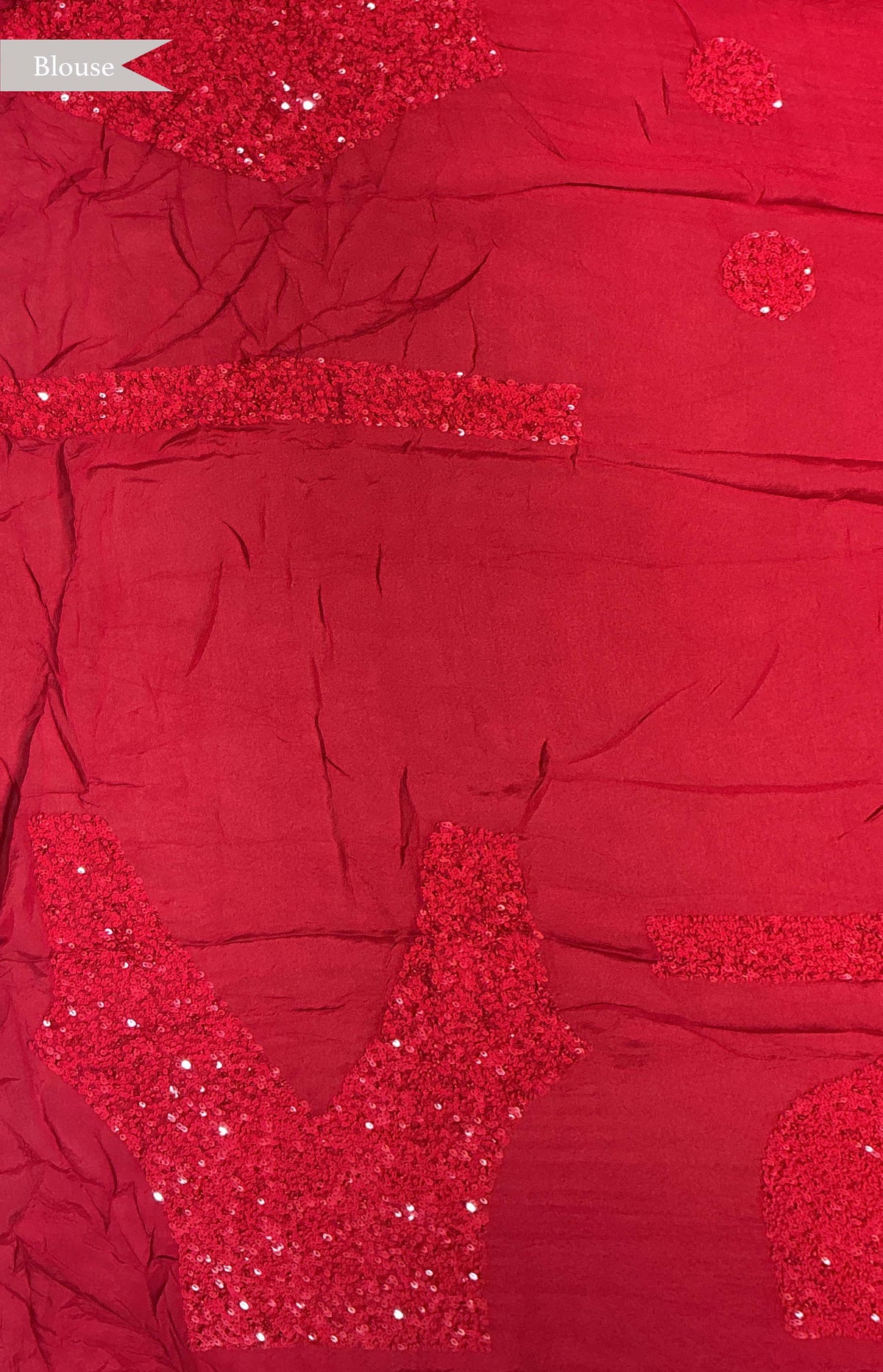 Red Crepe Saree with Sequin Work Border