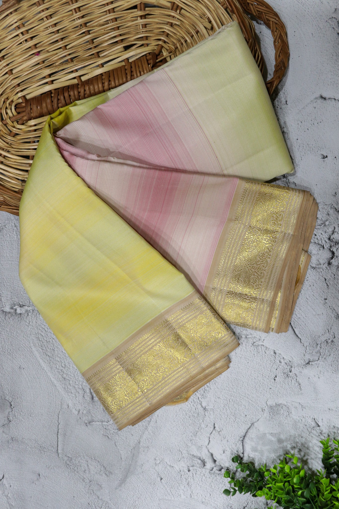 Pastel Shaded Kanchivaram Silk Saree with Contrast Zari Border