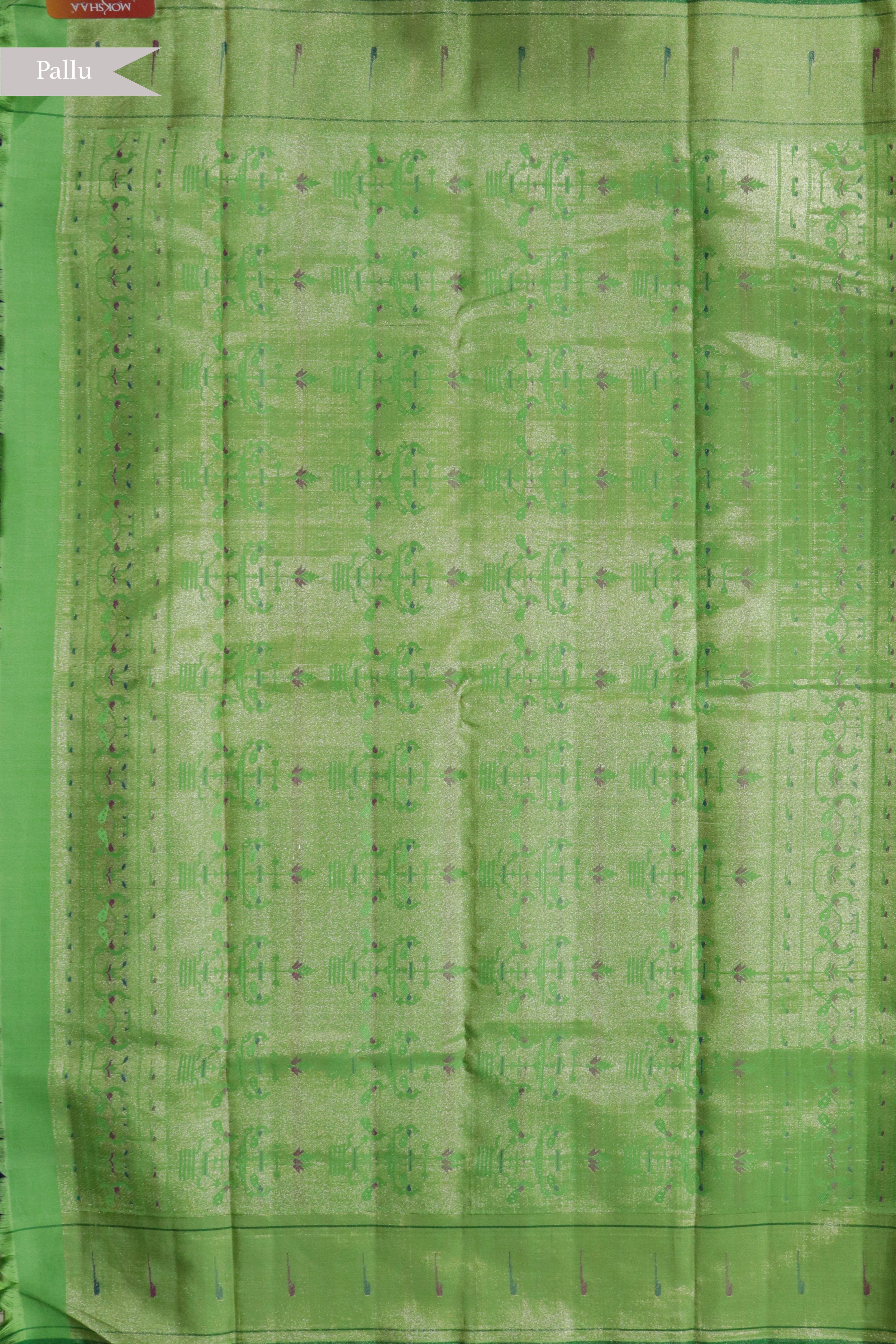 Ink Blue Kanchivaram Silk Saree and Contrast Green Single Muniya Border