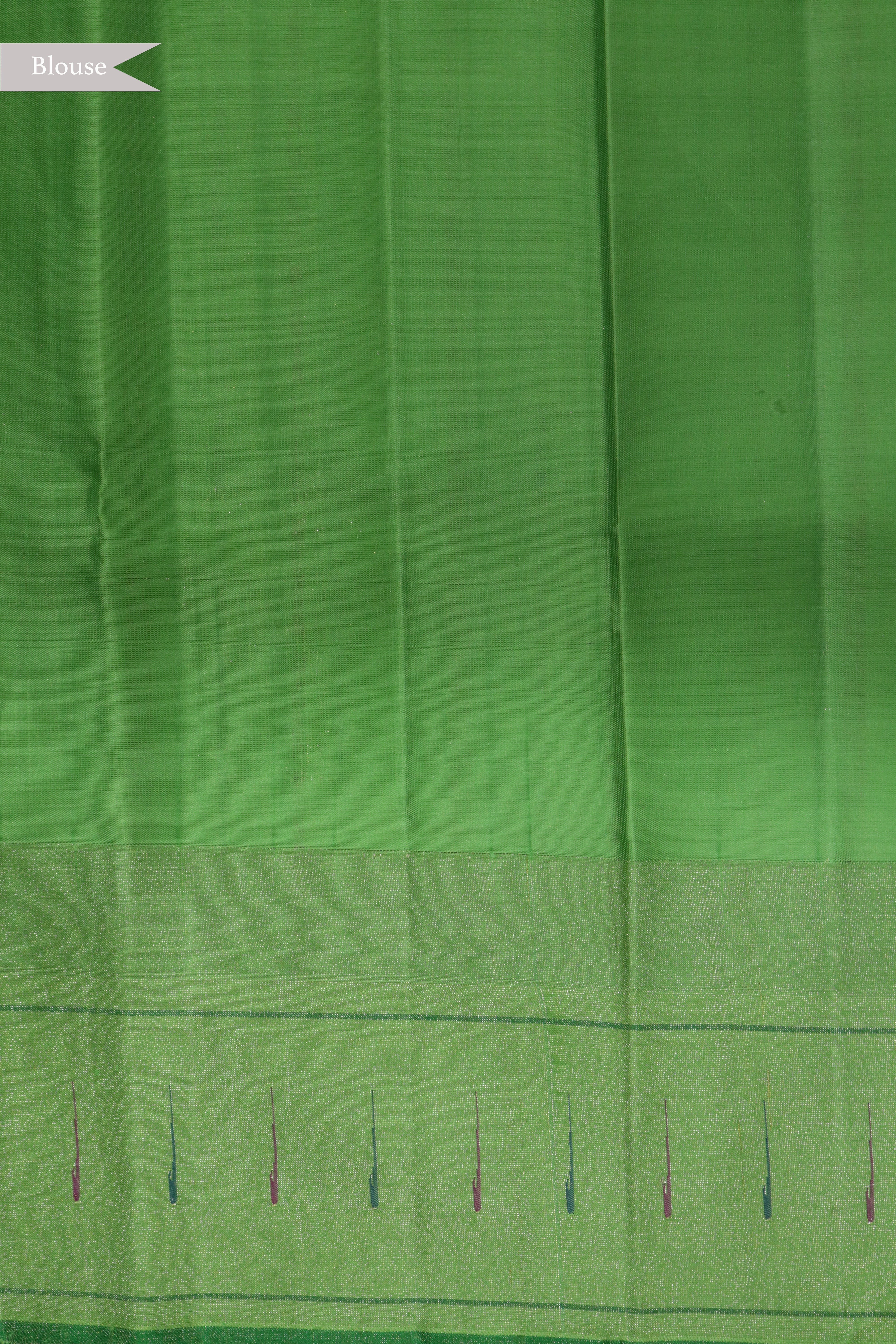 Ink Blue Kanchivaram Silk Saree and Contrast Green Single Muniya Border