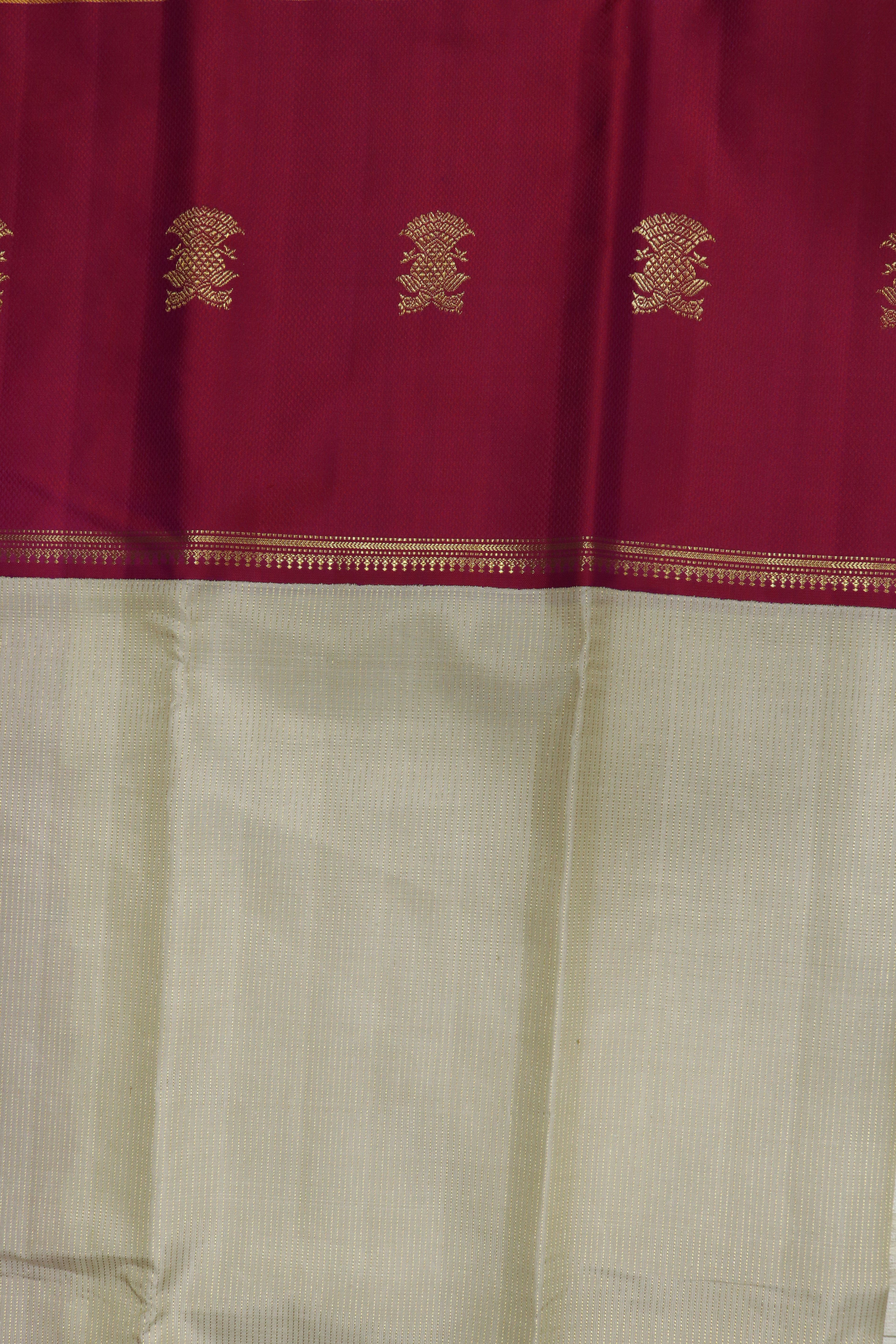 Off White Kanchivaram Silk  Vairaoosi Weaving Pink Border and Zari Motifs