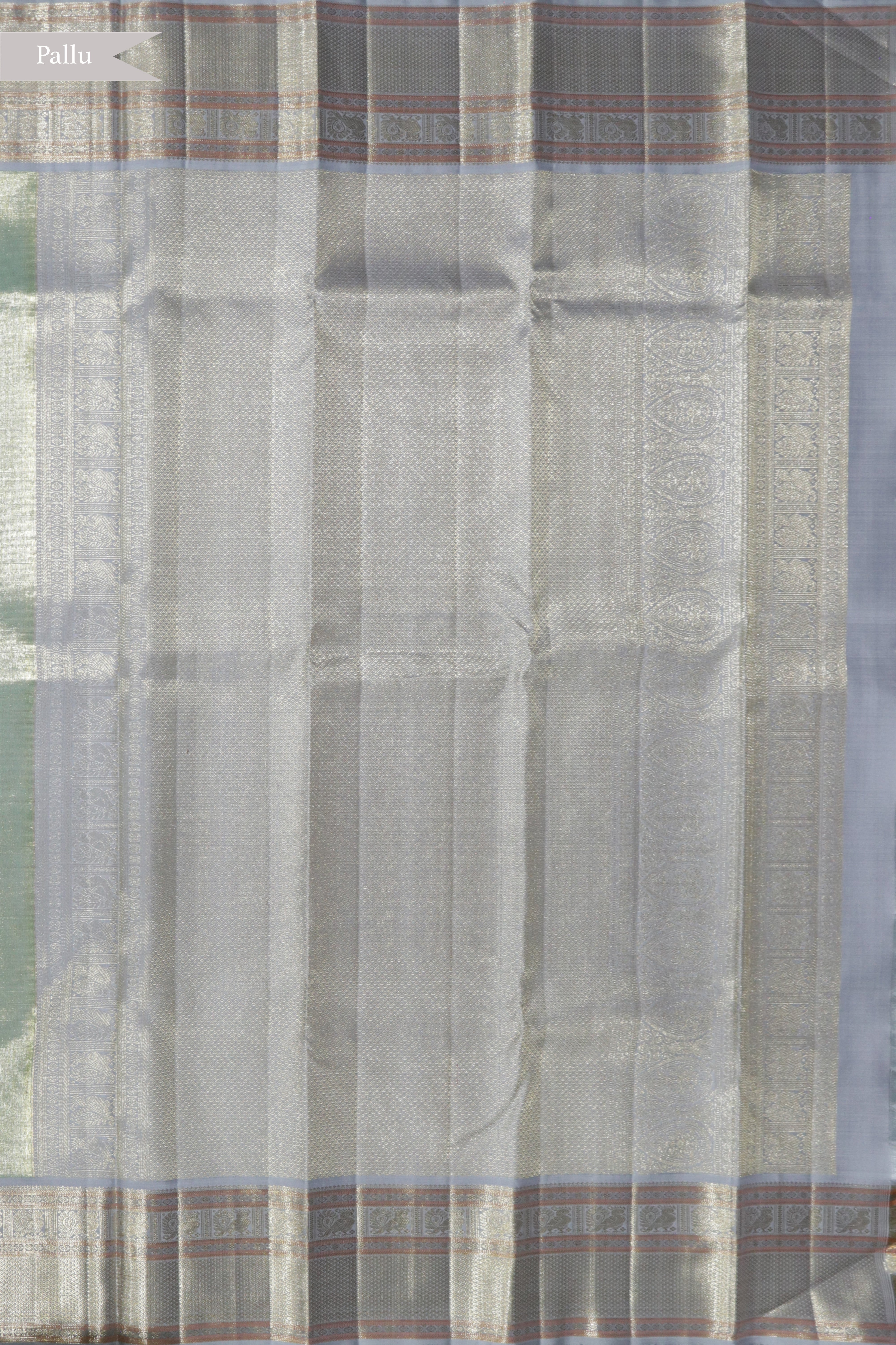 Teal Blue Kanchivaram Silk  Contrast Beige Zari Border