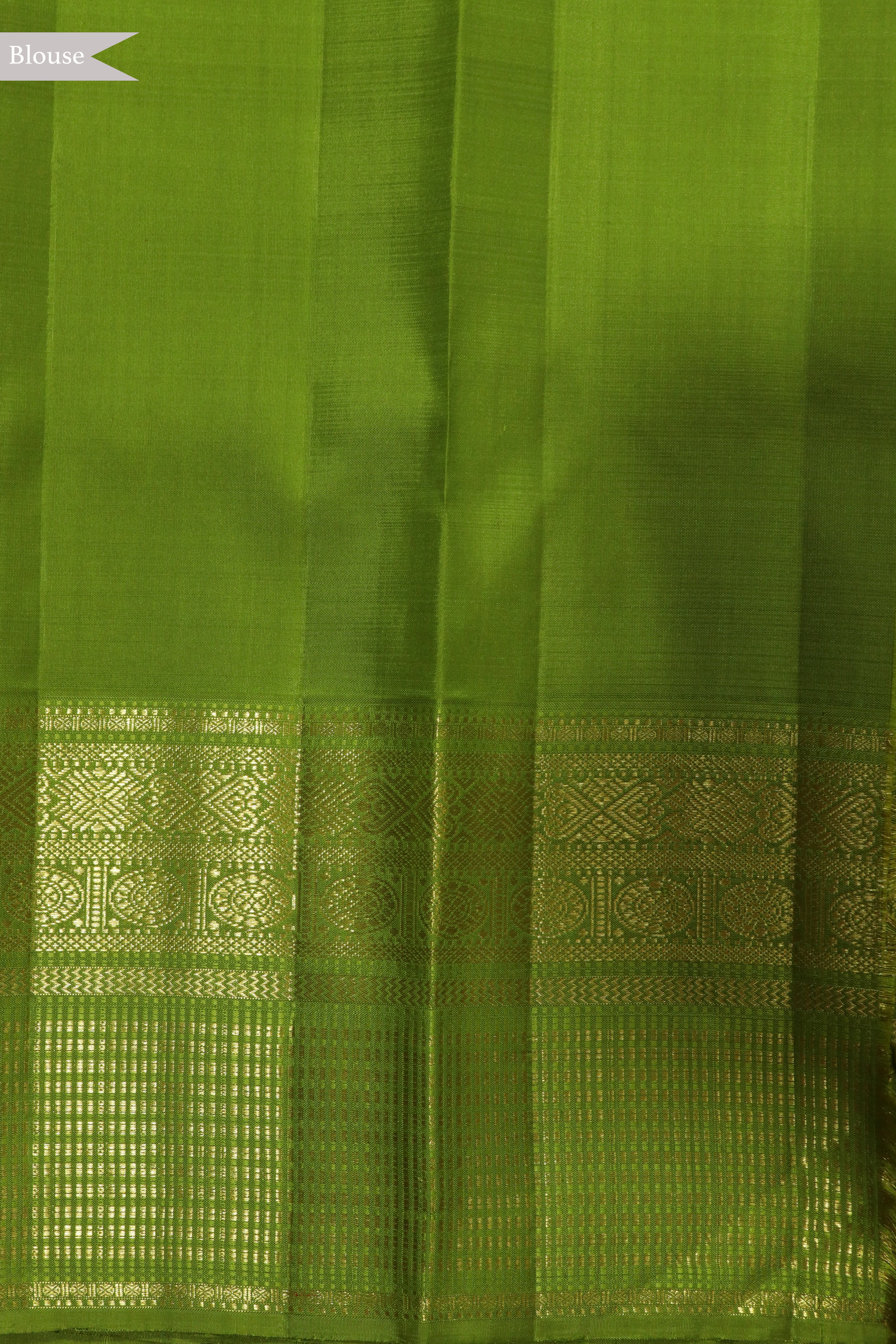 Ash Grey Kanchivaram Silk Saree with Vaira Oosi Checks and Peacock Green Zari Border