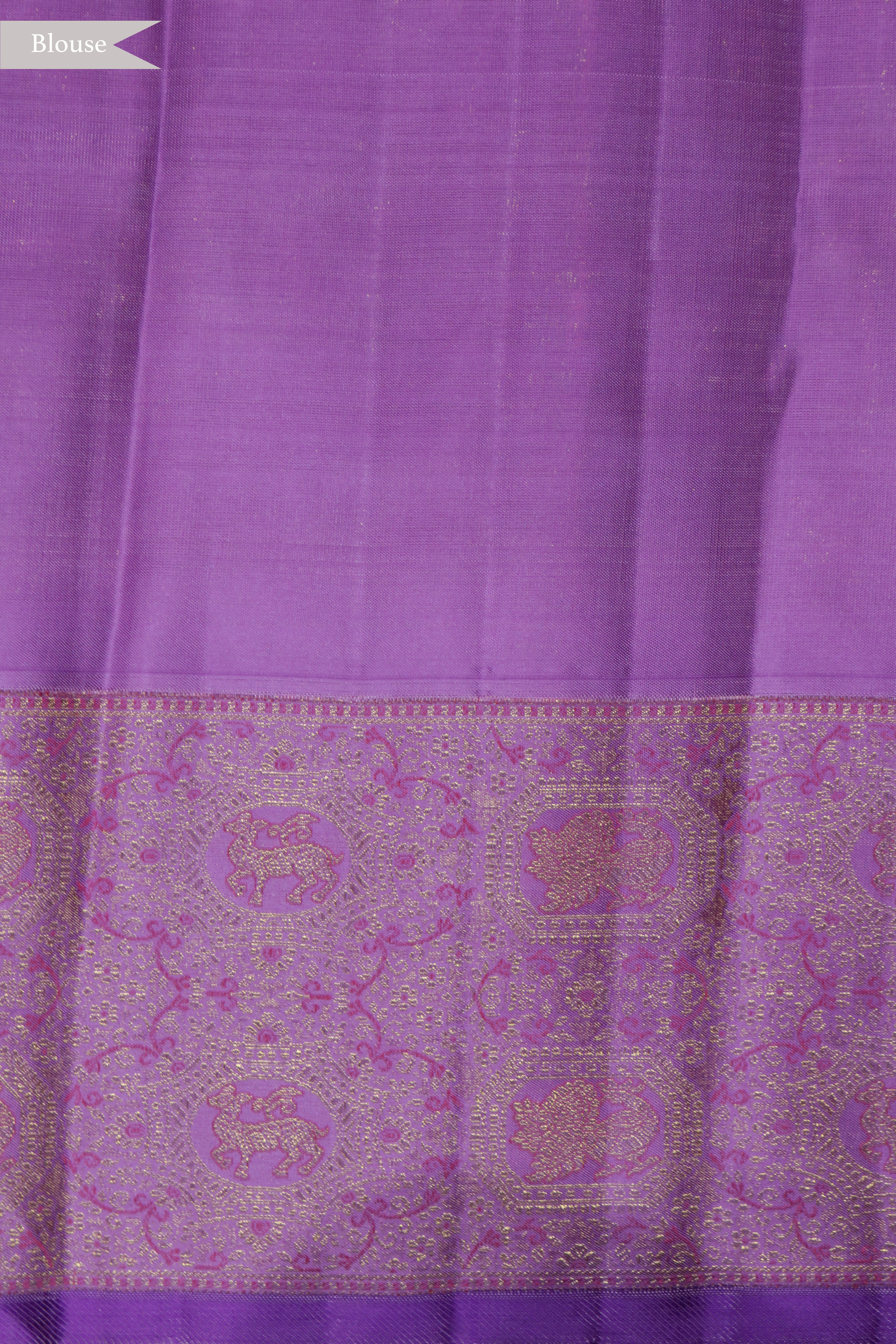 Lemon Yellow Kanchivaram Silk Tissue Saree with Lotus Pink Vana Singaram Border
