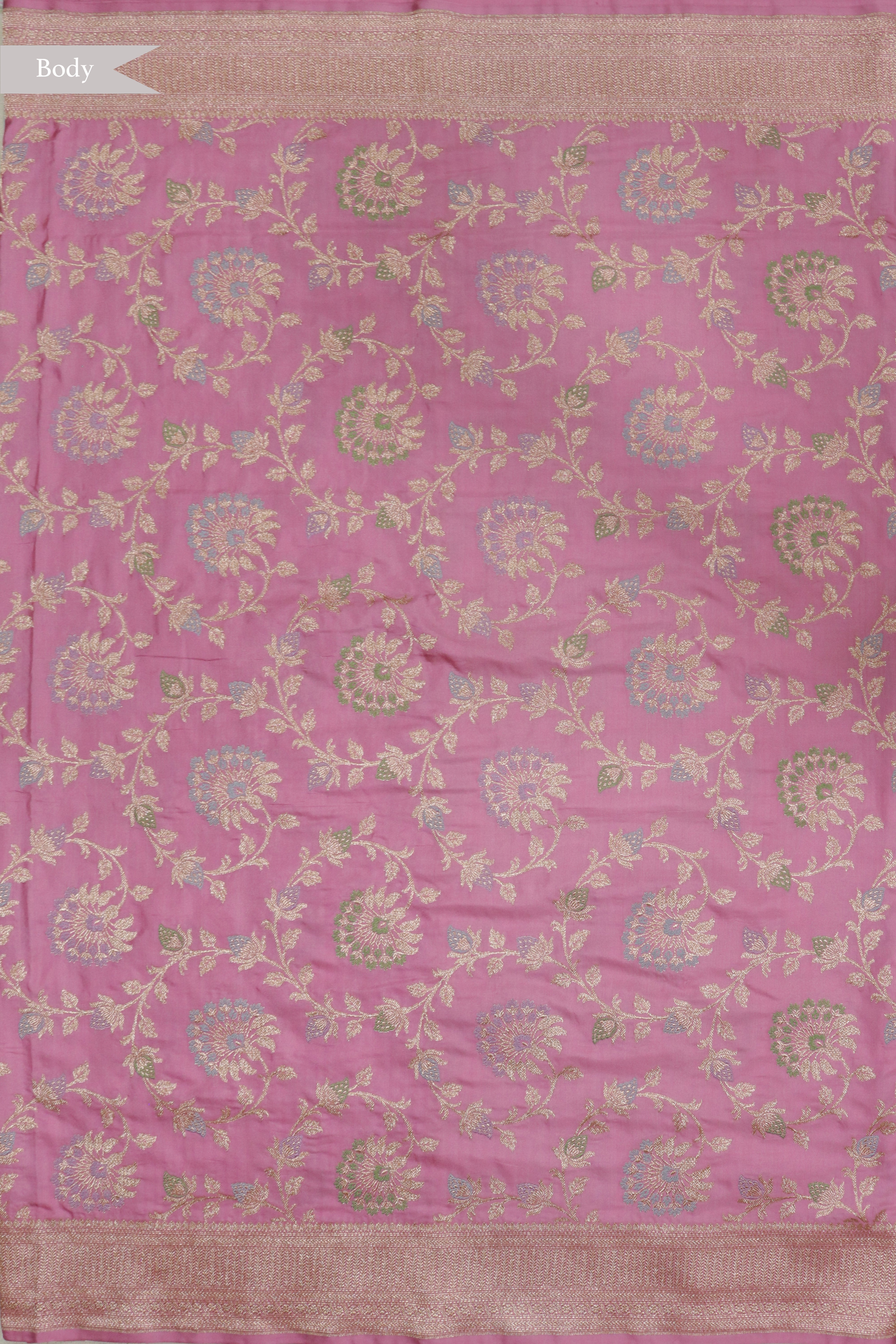 Light Pink Banarasi Silk Saree with Meenakari Jaal