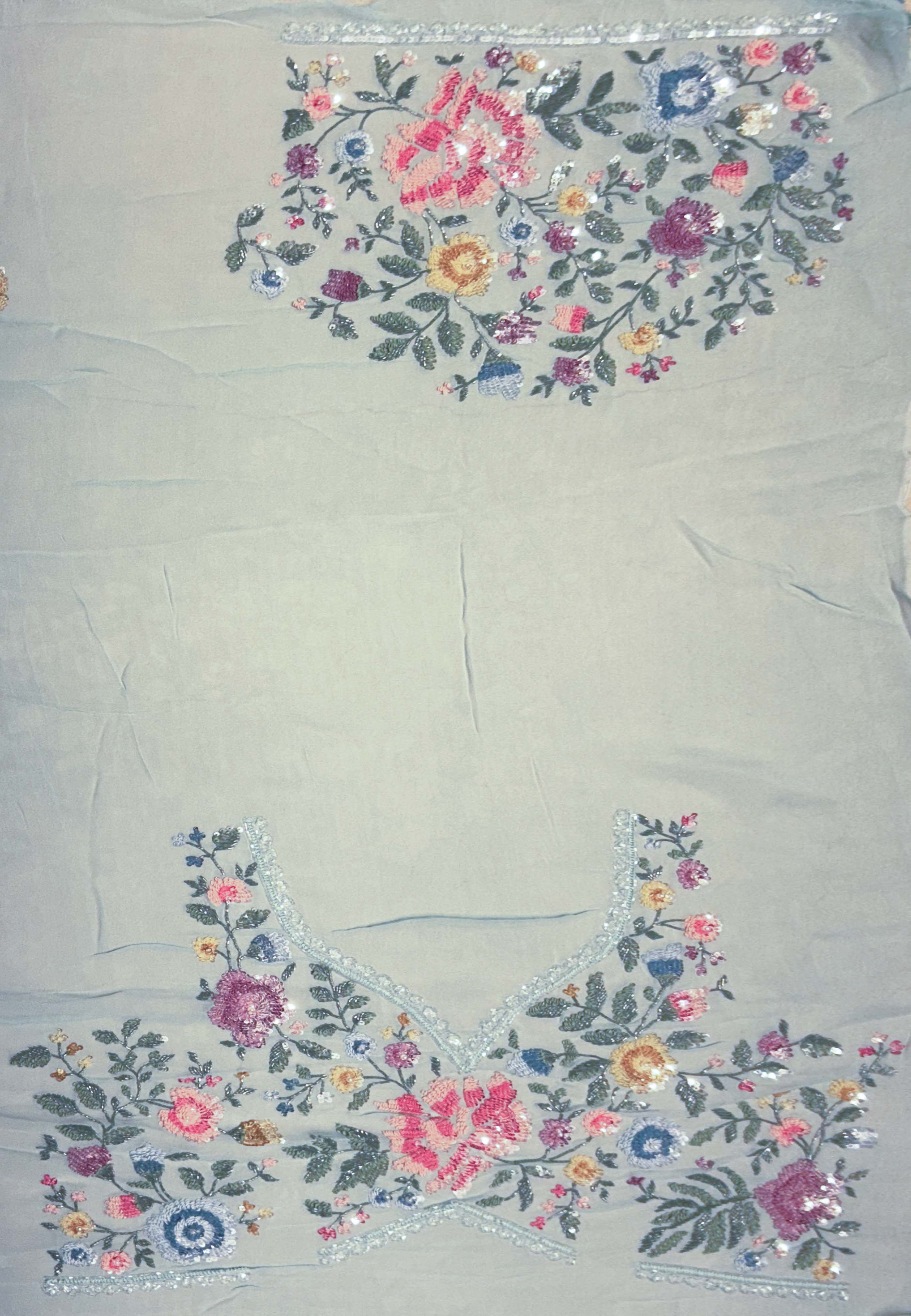 Powder Blue Georgette Saree