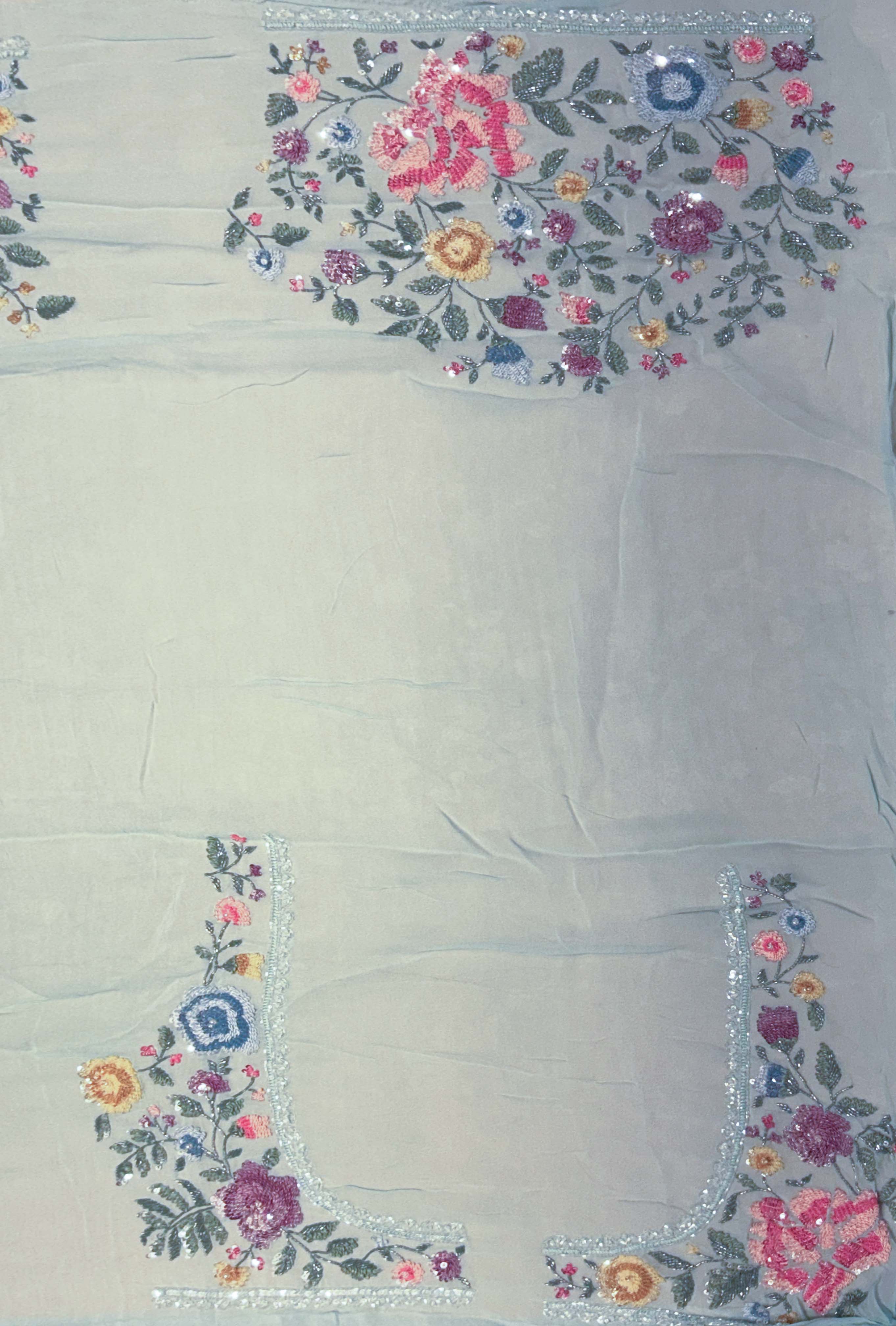 Powder Blue Georgette Saree
