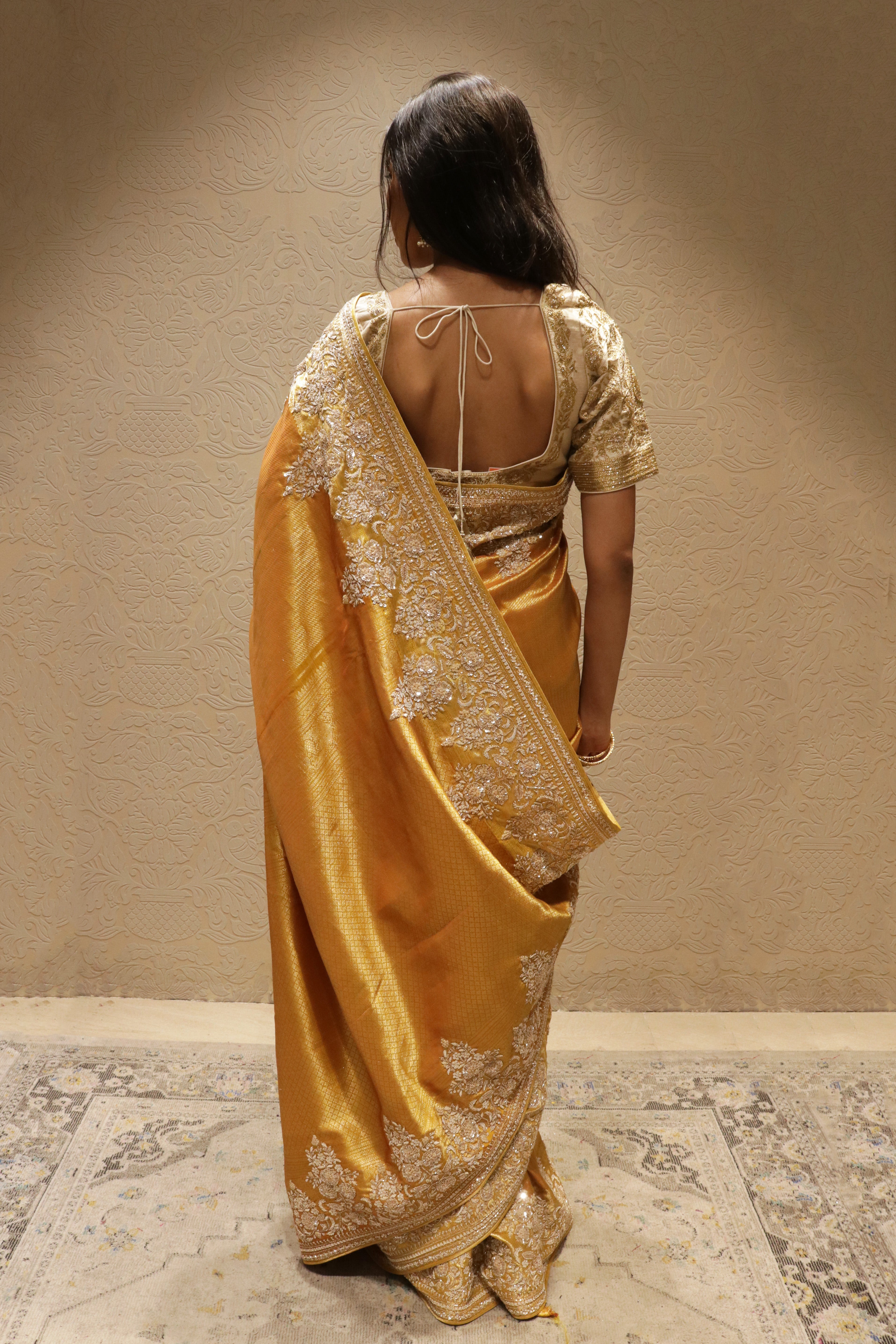 Mustard Kanchipuram Silk Saree
