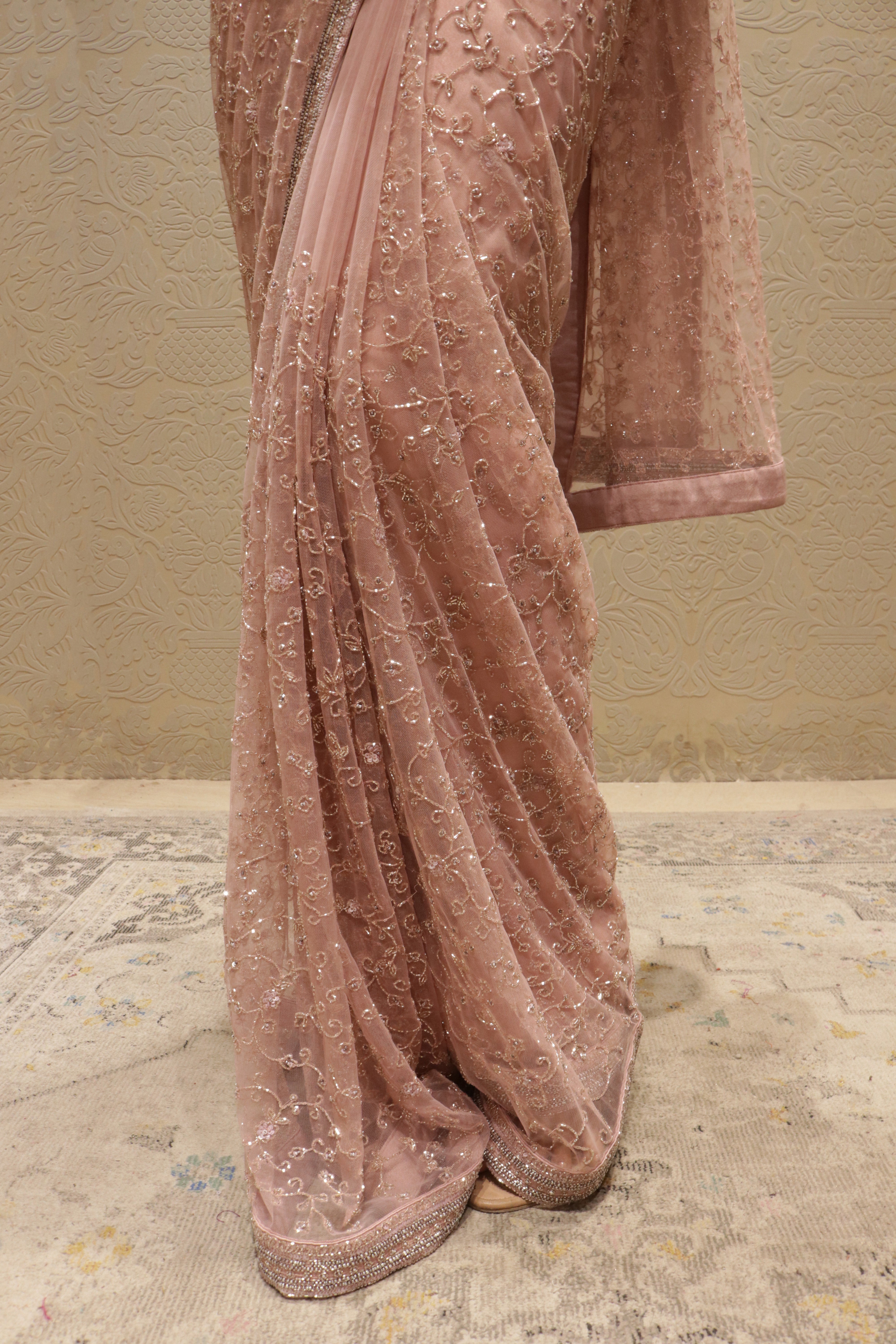 Lavender Net Saree