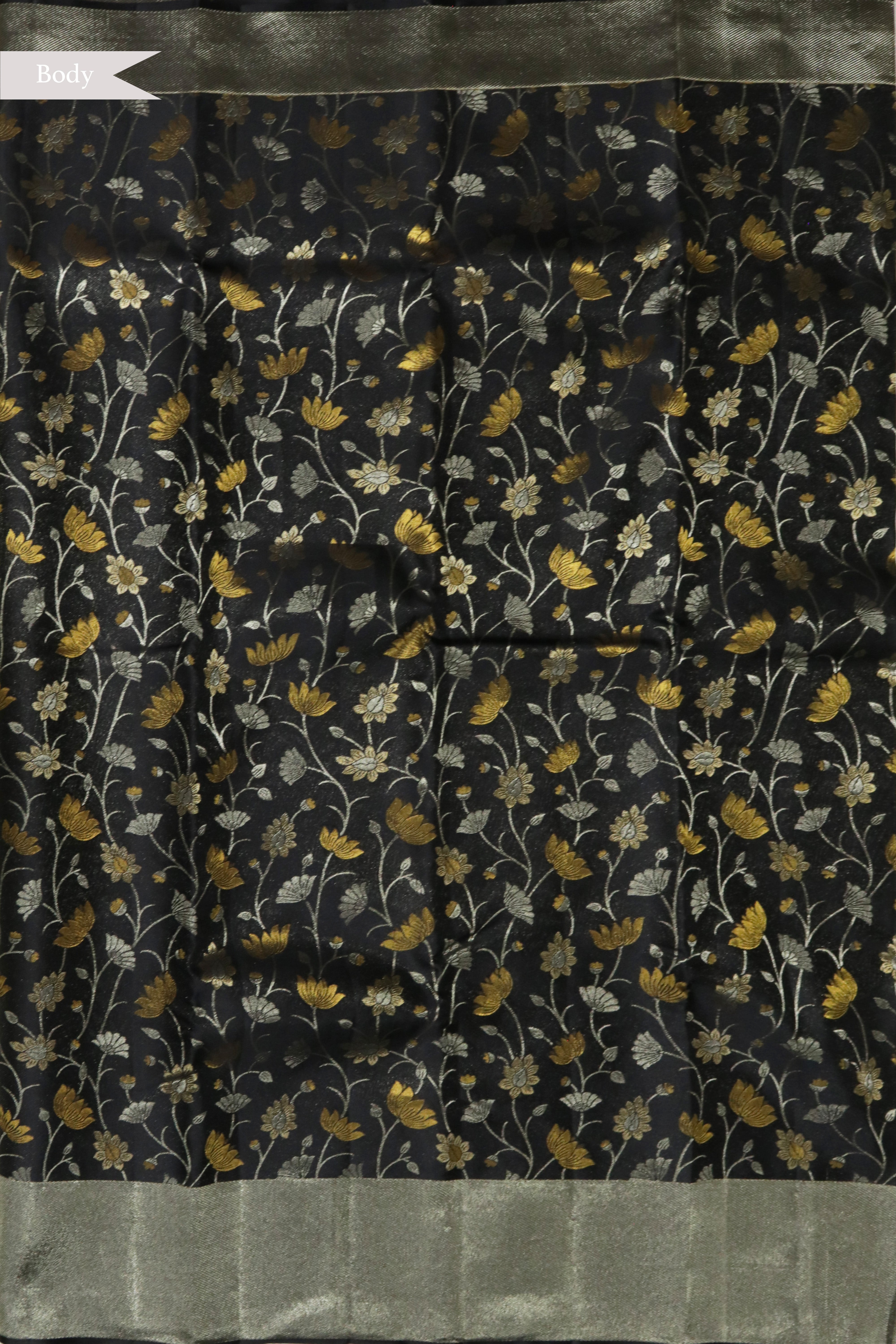 Black Floral Jaal Kanchivaram Silk Saree