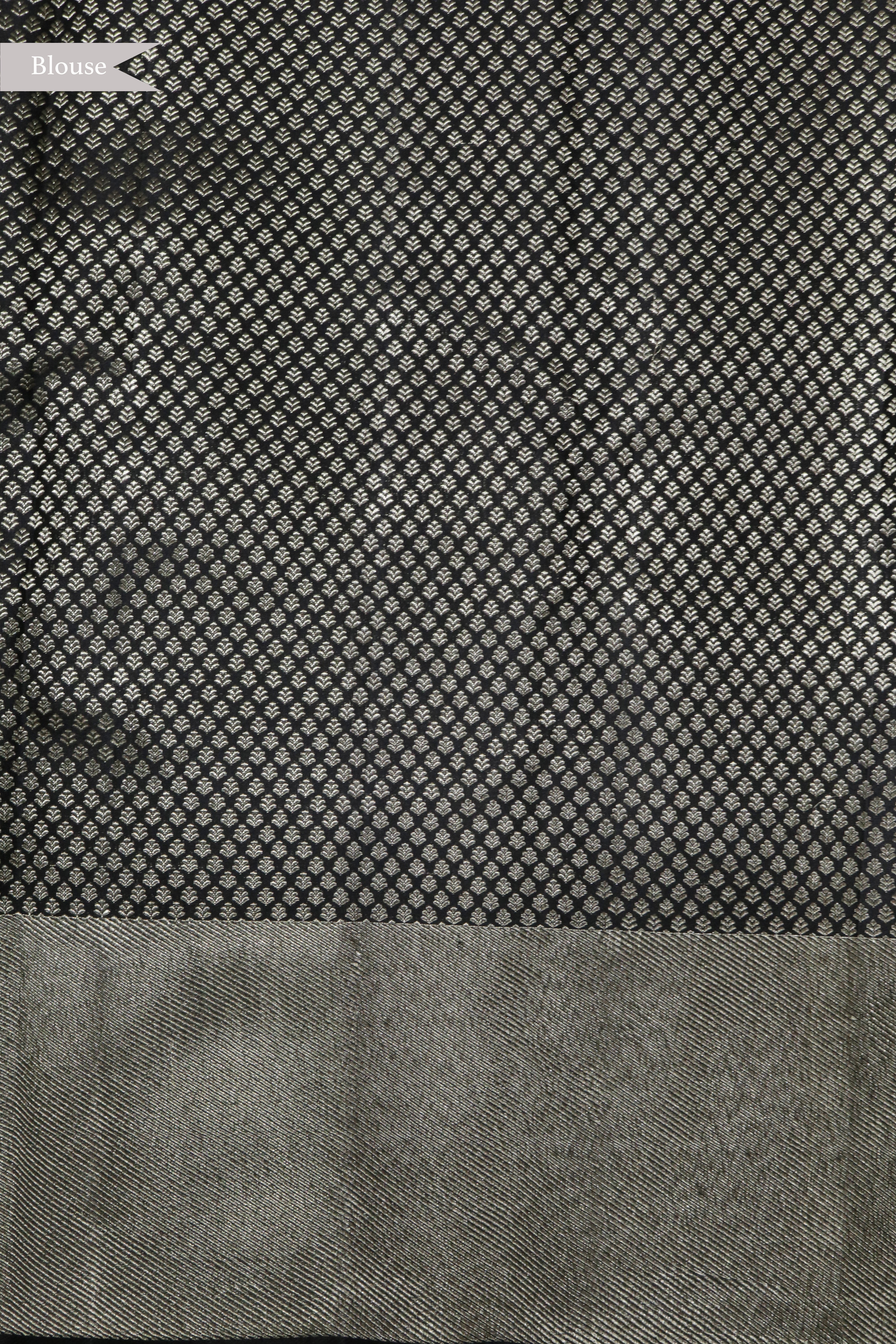 Black Floral Jaal Kanchivaram Silk Saree