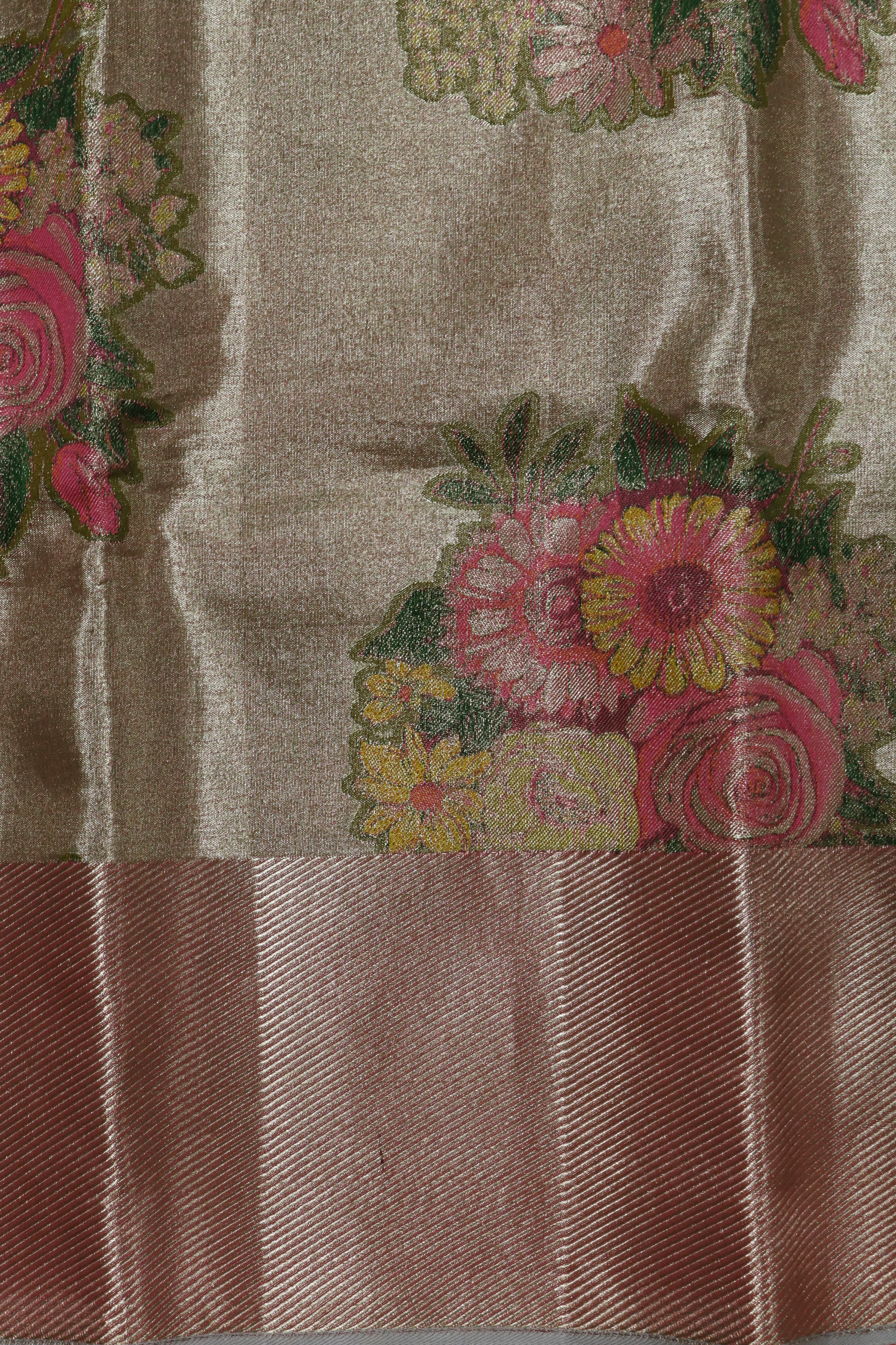 Silver Kanchivaram Tissue  Silk Saree