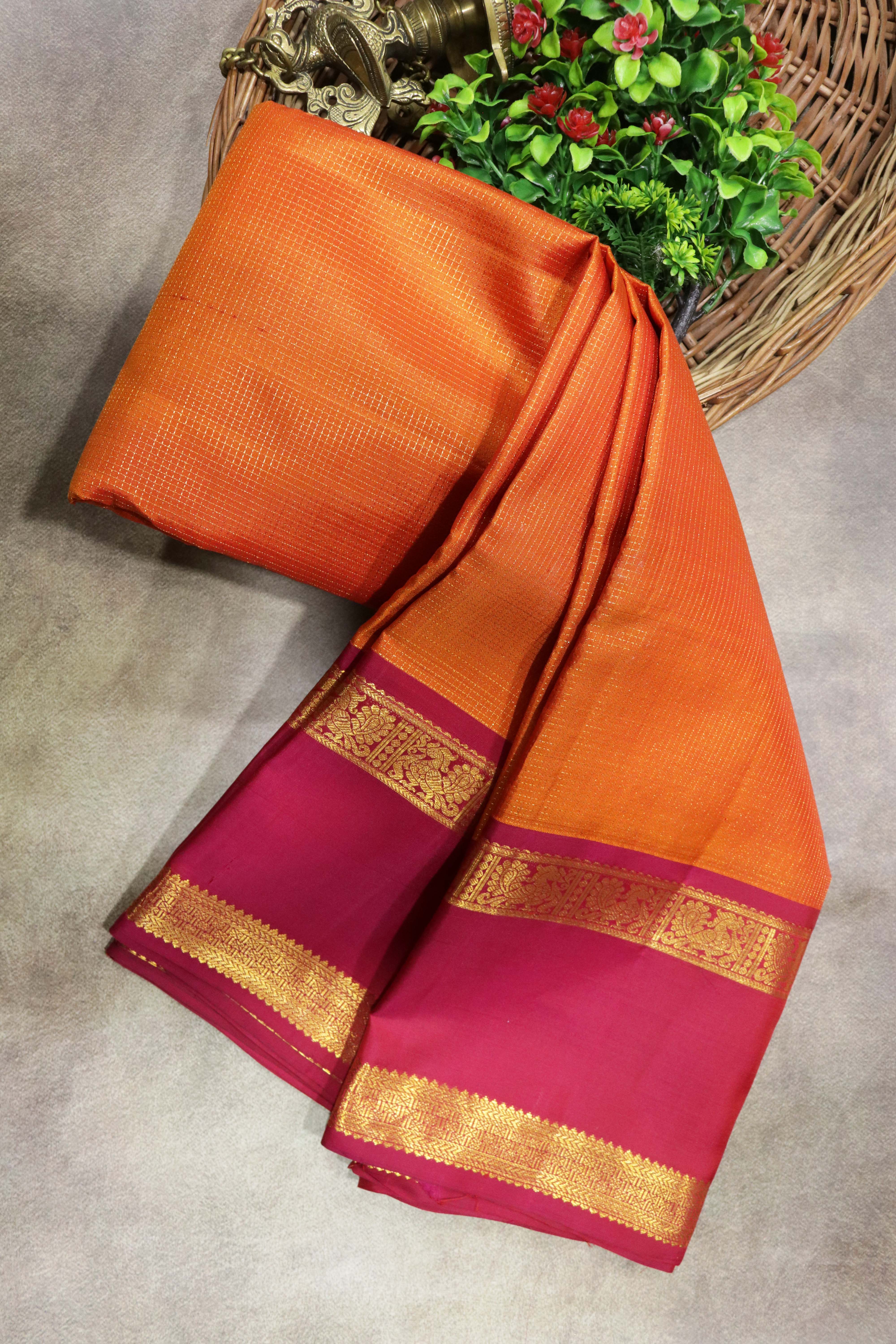 Orange Kanchivaram Silk Saree