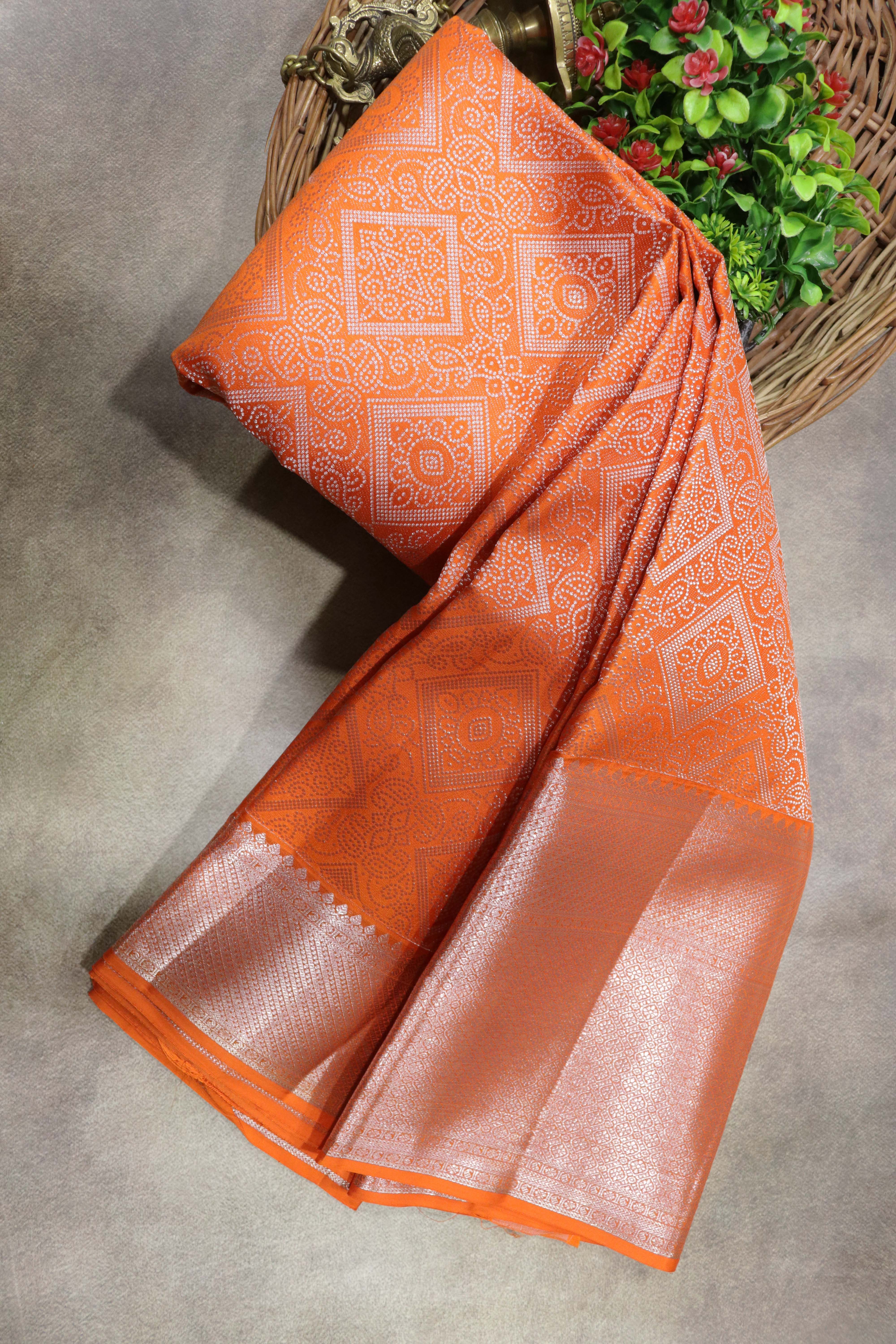Orange Kanchivaram Silk Saree